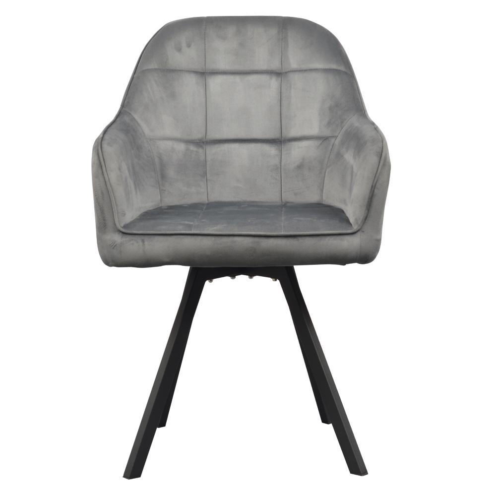 Otočné jedálenské kreslo, tmavosivá Velvet látka, SAMANTA