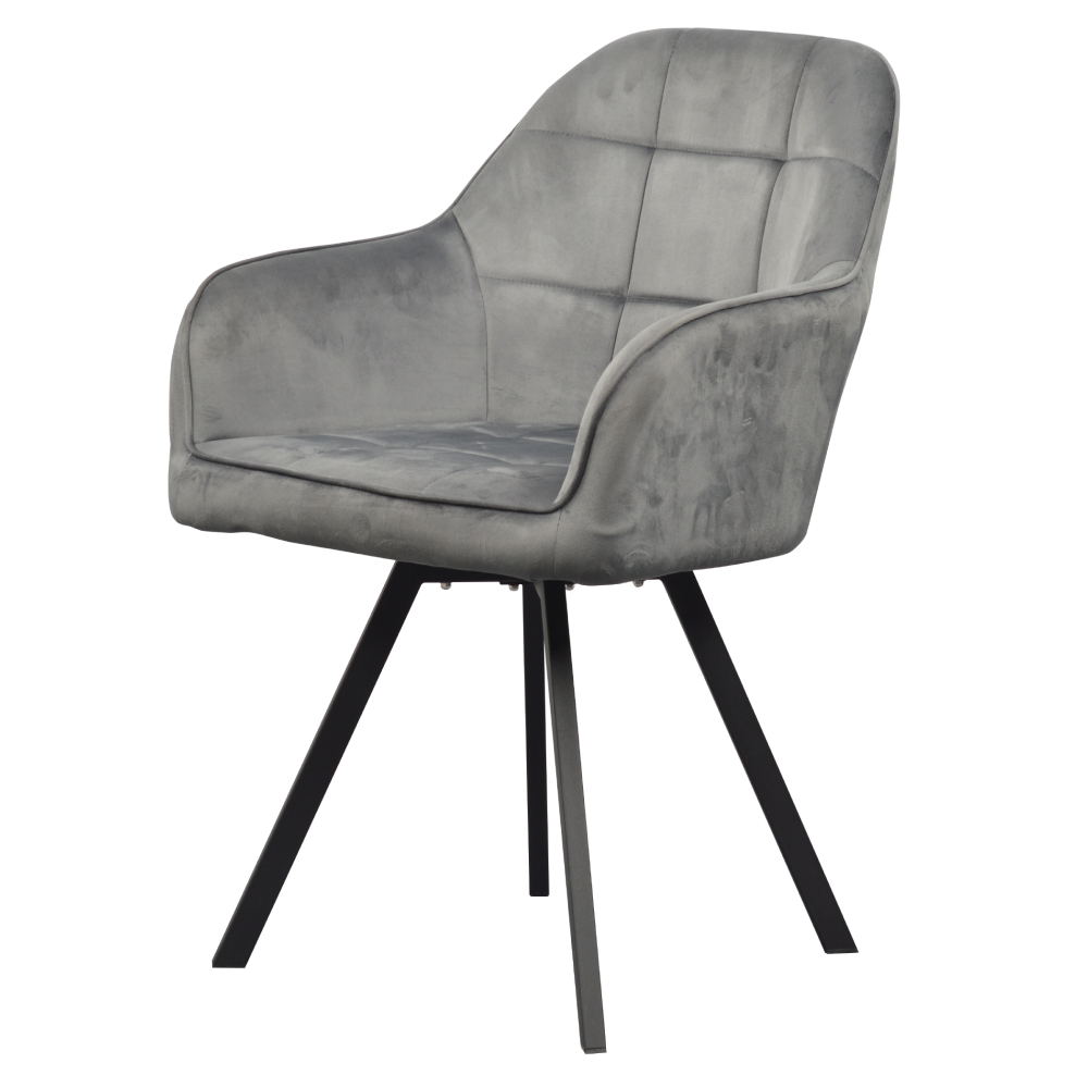 Otočné jedálenské kreslo, tmavosivá Velvet látka, SAMANTA