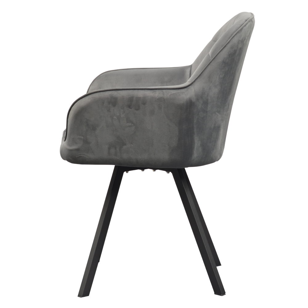 Otočné jedálenské kreslo, tmavosivá Velvet látka, SAMANTA