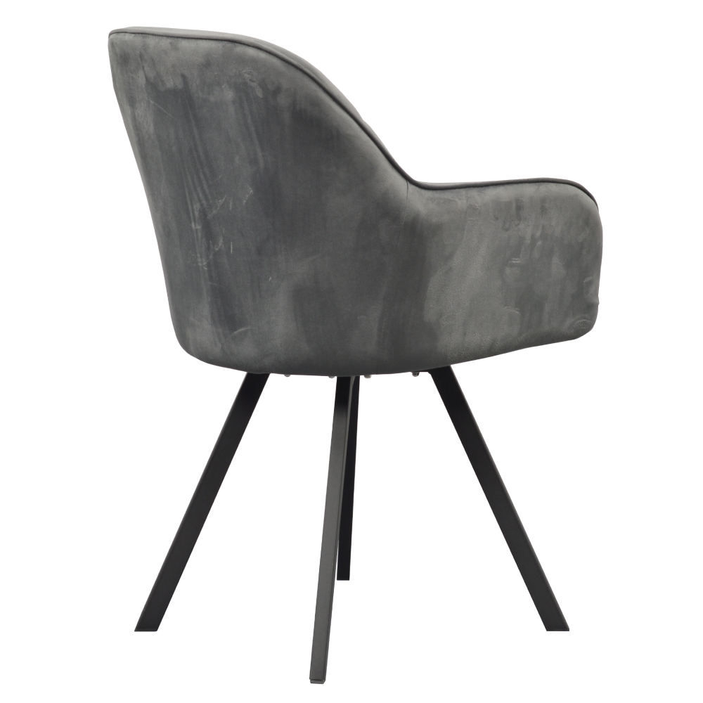 Otočné jedálenské kreslo, tmavosivá Velvet látka, SAMANTA