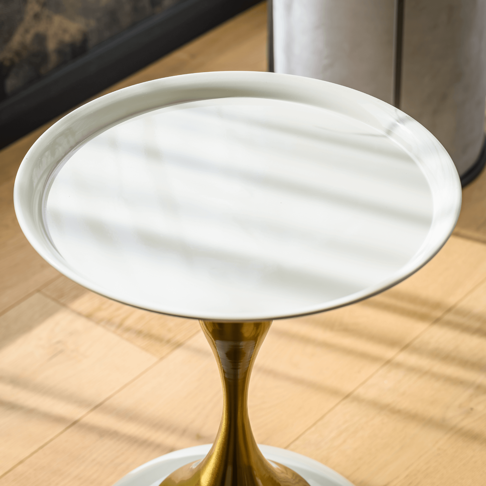 Kisasztal, fehér Ivory/arany, FEJ