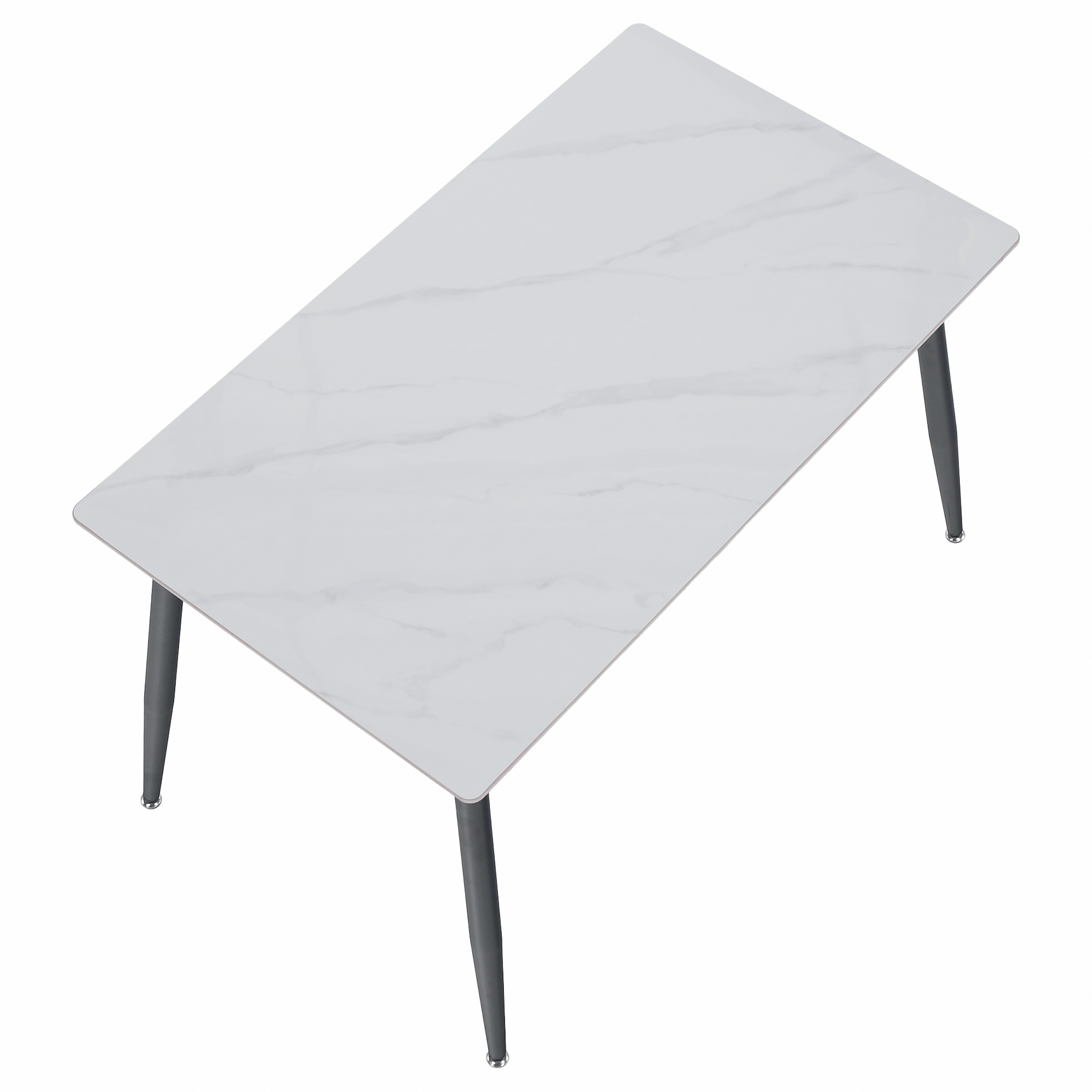 Étkezőasztal, fehér márvány/fekete, 121x71 cm, FLORENC TYP 1 Étkezőasztal, fehér márvány/fekete, 121x71 cm, FLORENC TYP 1