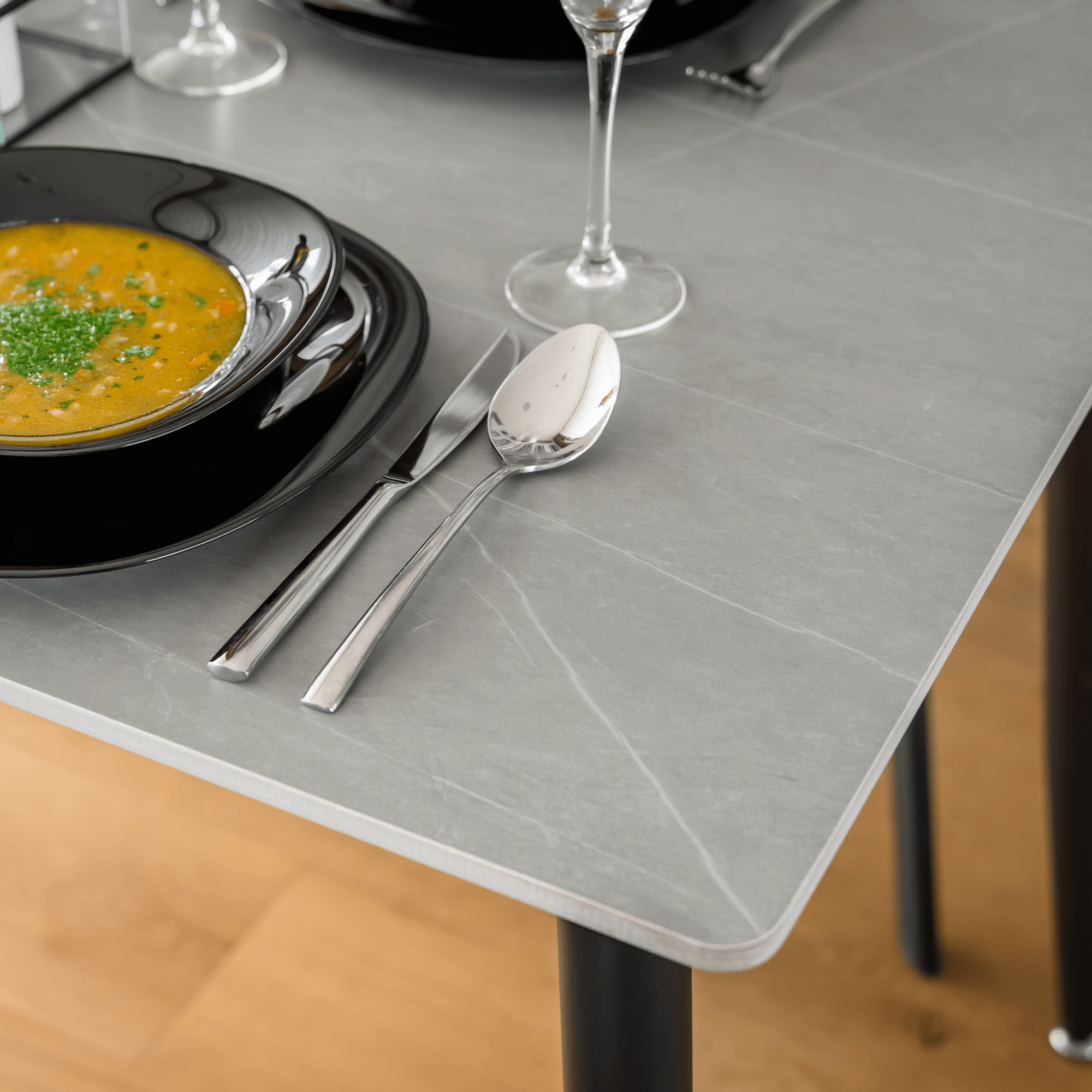 Étkezőasztal, szürke/fekete, 121x71 cm, FLORENC TYP 1 Étkezőasztal, szürke/fekete, 121x71 cm, FLORENC TYP 1