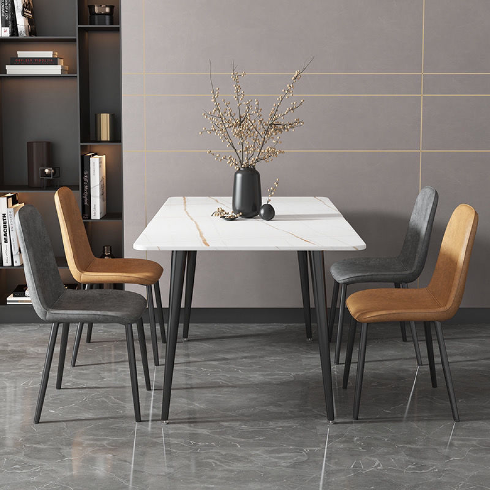 Jedálenský stôl, biely mramor/čierna, 160x80 cm, FLORENC TYP 2