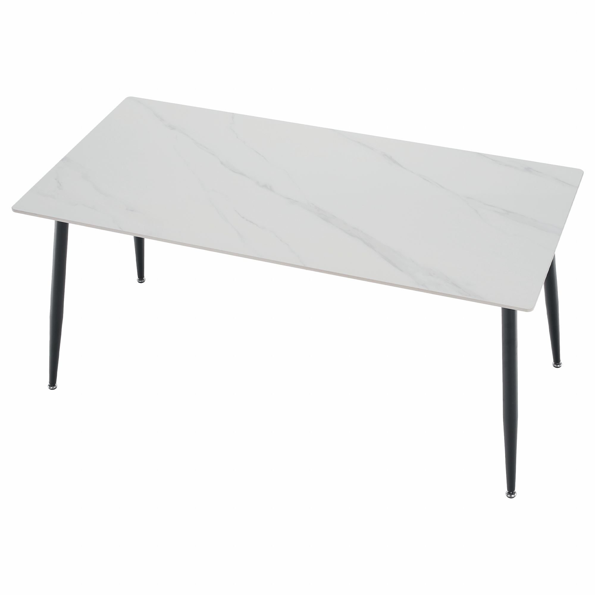 Étkezőasztal, fehér márvány/fekete, 160x80 cm, FLORENC TYP 2 Étkezőasztal, fehér márvány/fekete, 160x80 cm, FLORENC TYP 2