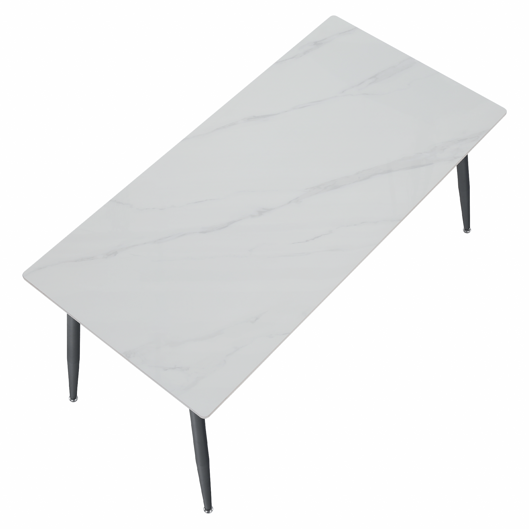 Étkezőasztal, fehér márvány/fekete, 160x80 cm, FLORENC TYP 2 Étkezőasztal, fehér márvány/fekete, 160x80 cm, FLORENC TYP 2