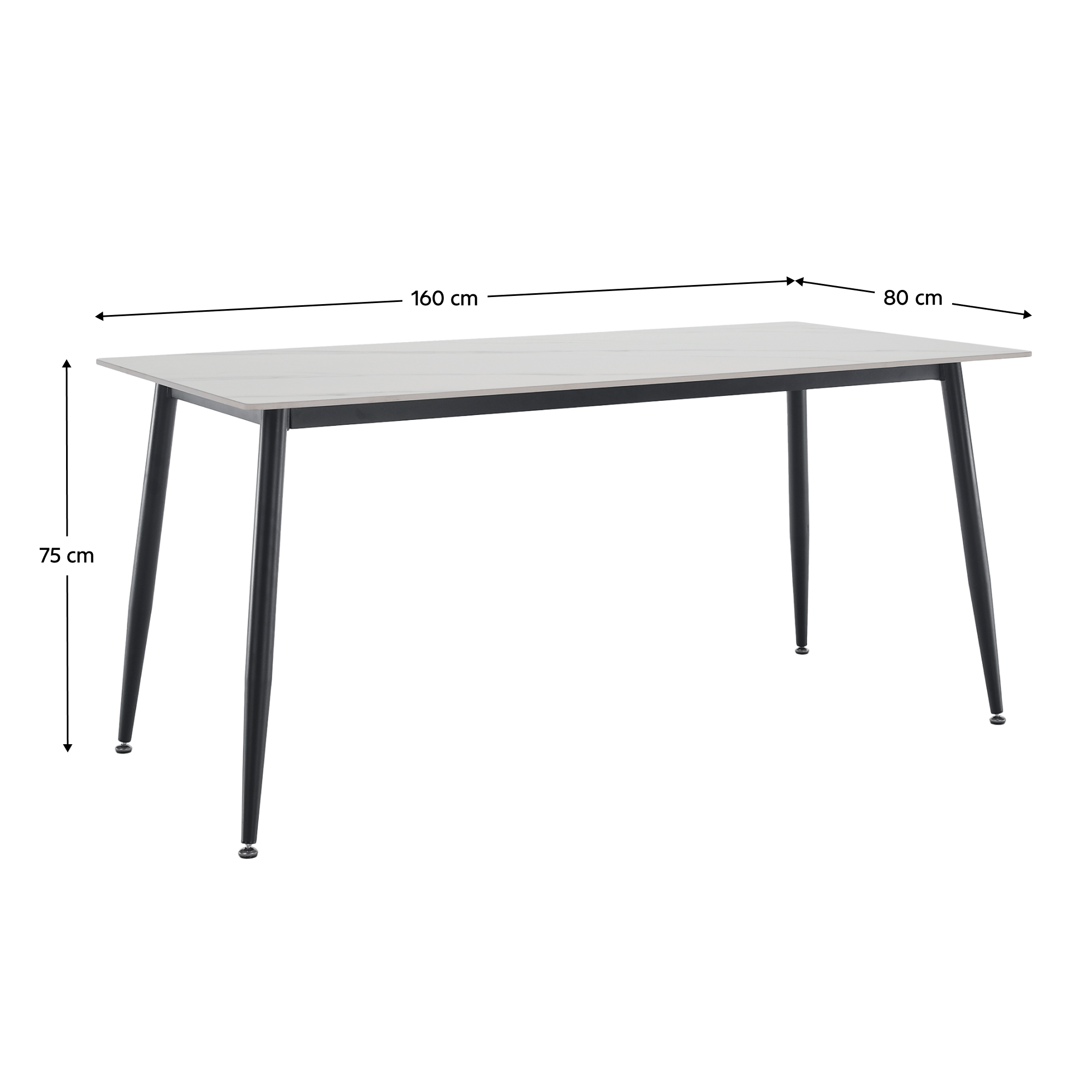 Étkezőasztal, fehér márvány/fekete, 160x80 cm, FLORENC TYP 2 Étkezőasztal, fehér márvány/fekete, 160x80 cm, FLORENC TYP 2