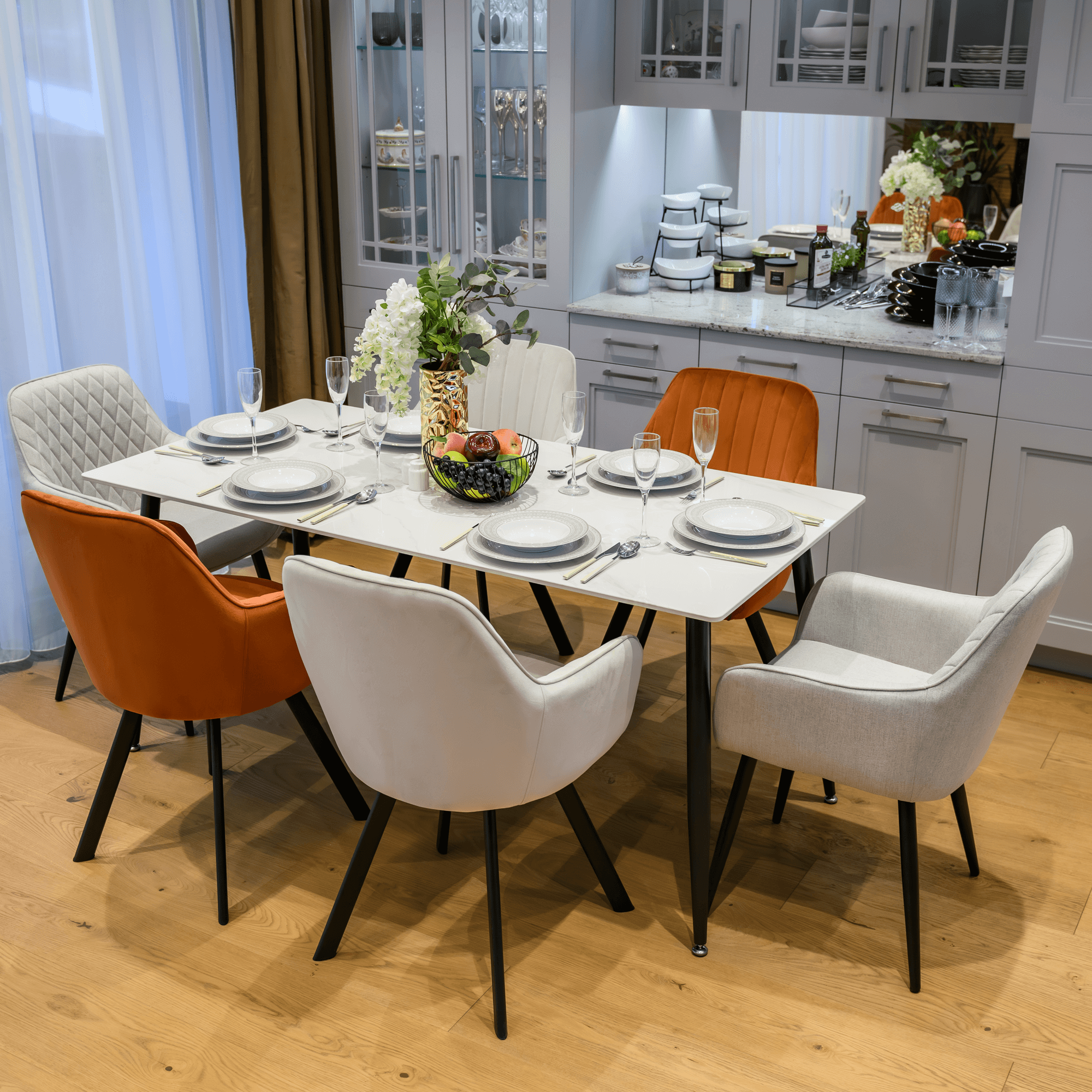 Étkezőasztal, fehér márvány/fekete, 160x80 cm, FLORENC TYP 2 Étkezőasztal, fehér márvány/fekete, 160x80 cm, FLORENC TYP 2