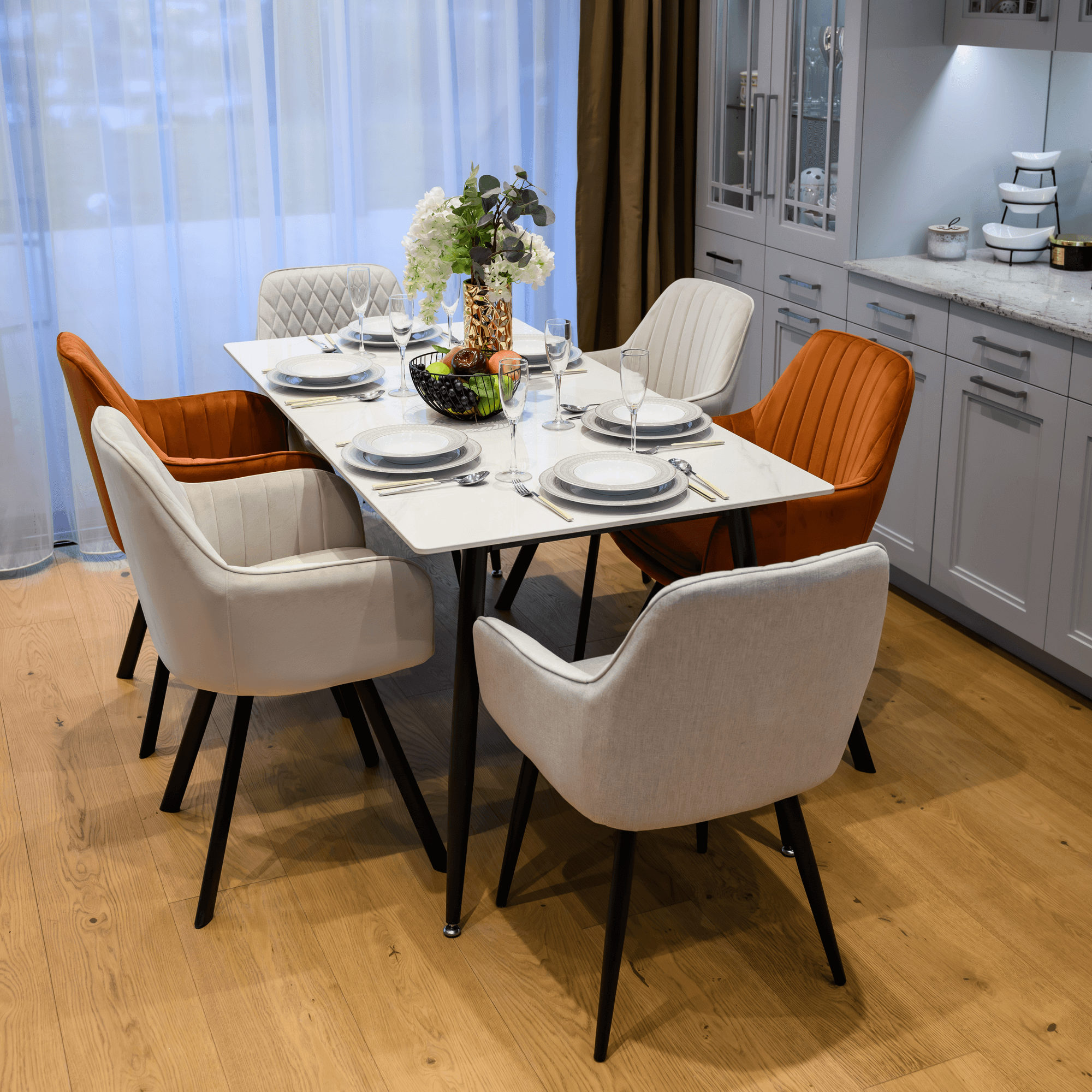 Étkezőasztal, fehér márvány/fekete, 160x80 cm, FLORENC TYP 2 Étkezőasztal, fehér márvány/fekete, 160x80 cm, FLORENC TYP 2