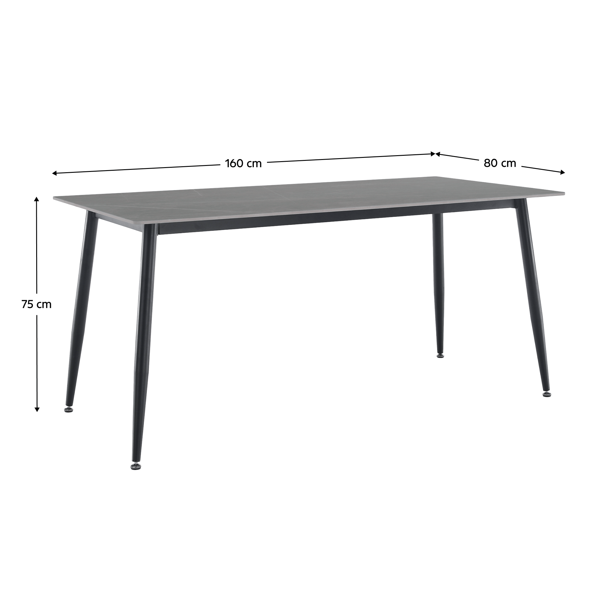 Étkezőasztal, szürke márvány/fekete, 160x80 cm, FLORENC TYP 2 Étkezőasztal, szürke márvány/fekete, 160x80 cm, FLORENC TYP 2