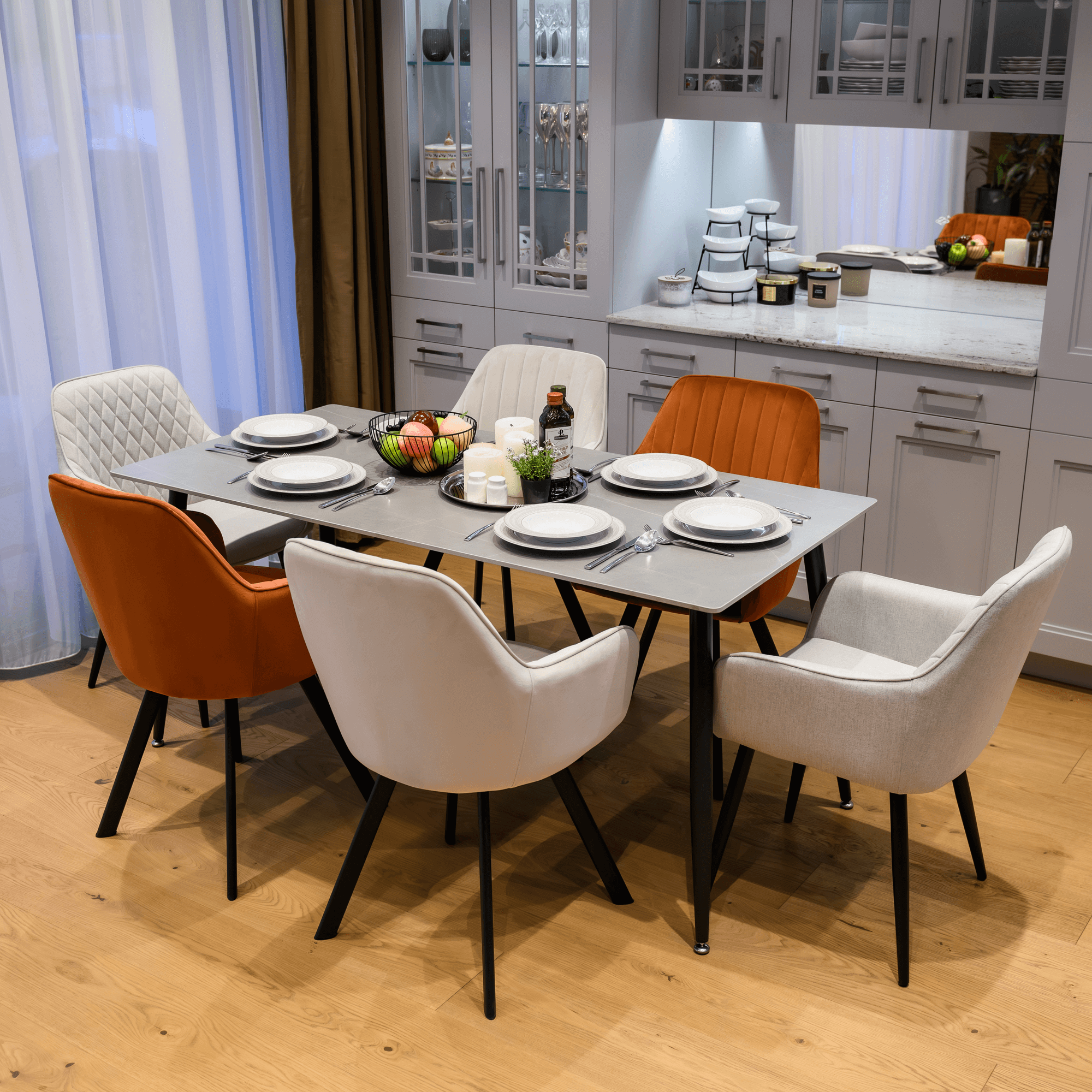 Étkezőasztal, szürke márvány/fekete, 160x80 cm, FLORENC TYP 2 Étkezőasztal, szürke márvány/fekete, 160x80 cm, FLORENC TYP 2