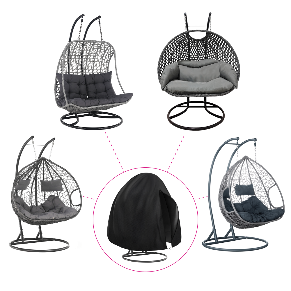 Védőhuzat kétszemélyes függő fotelhez, fekete, KRYTO TYP 2