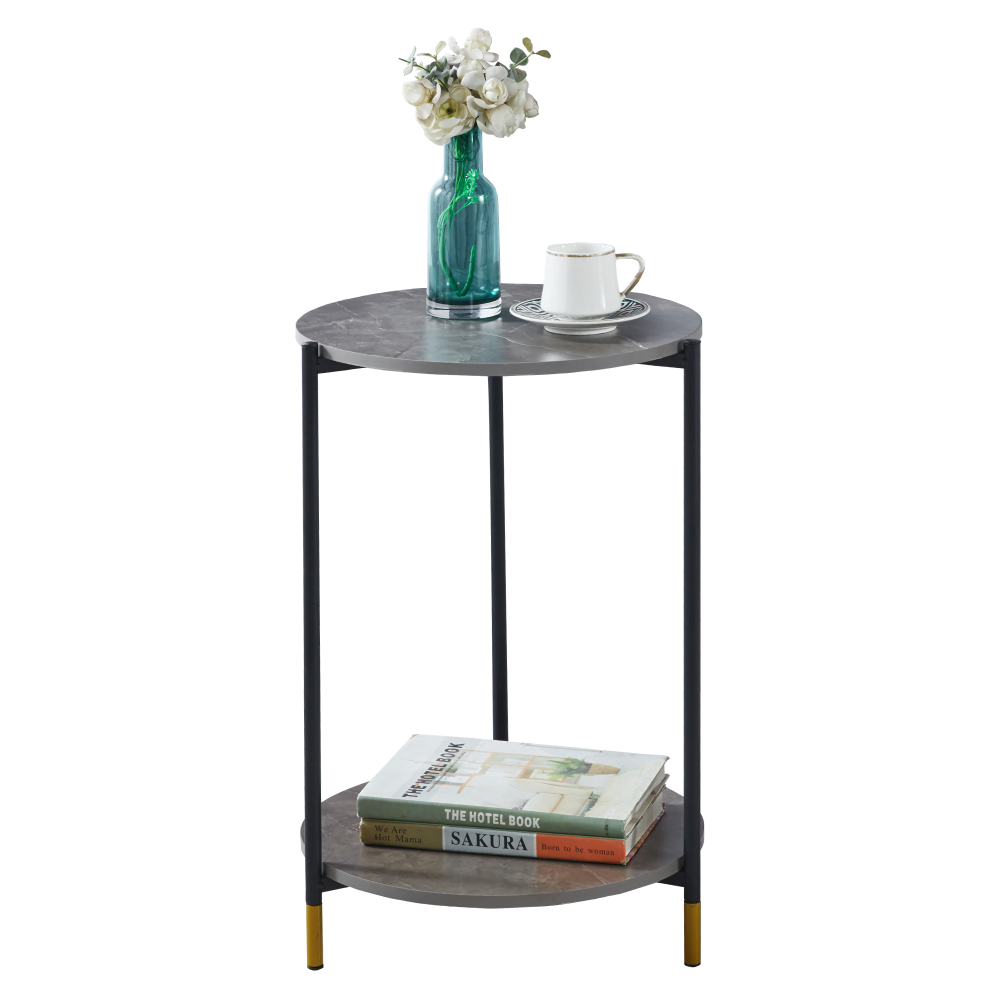 Dohányzóasztal, szürke márvány/fekete, GAJAR