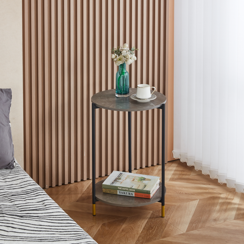 Dohányzóasztal, szürke márvány/fekete, GAJAR