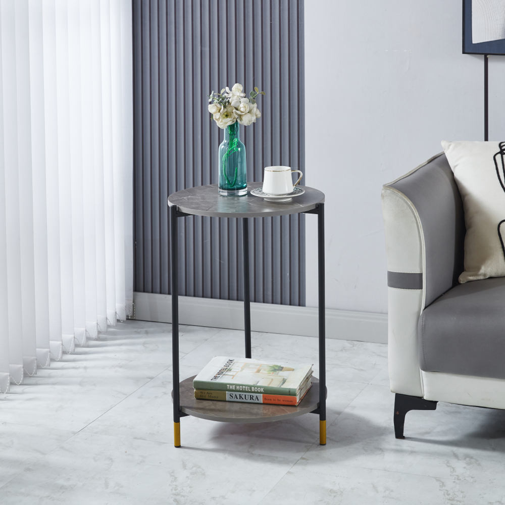 Dohányzóasztal, szürke márvány/fekete, GAJAR