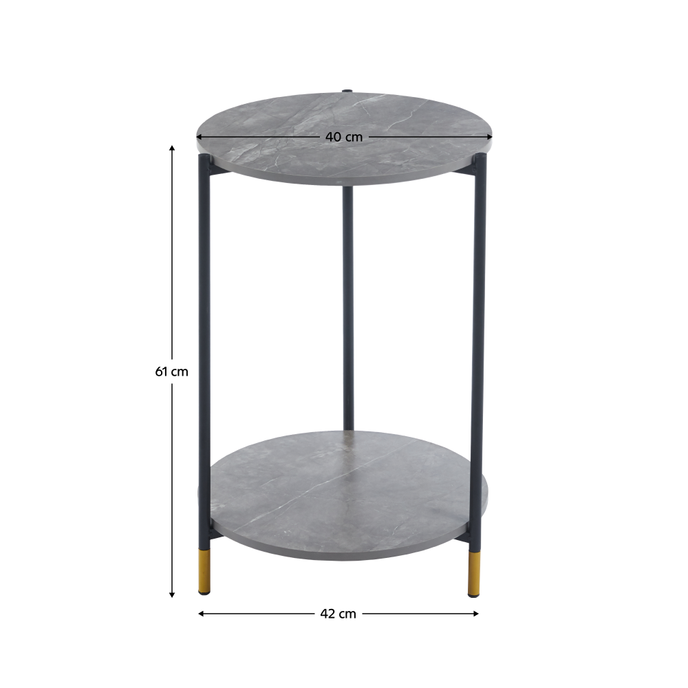 Dohányzóasztal, szürke márvány/fekete, GAJAR