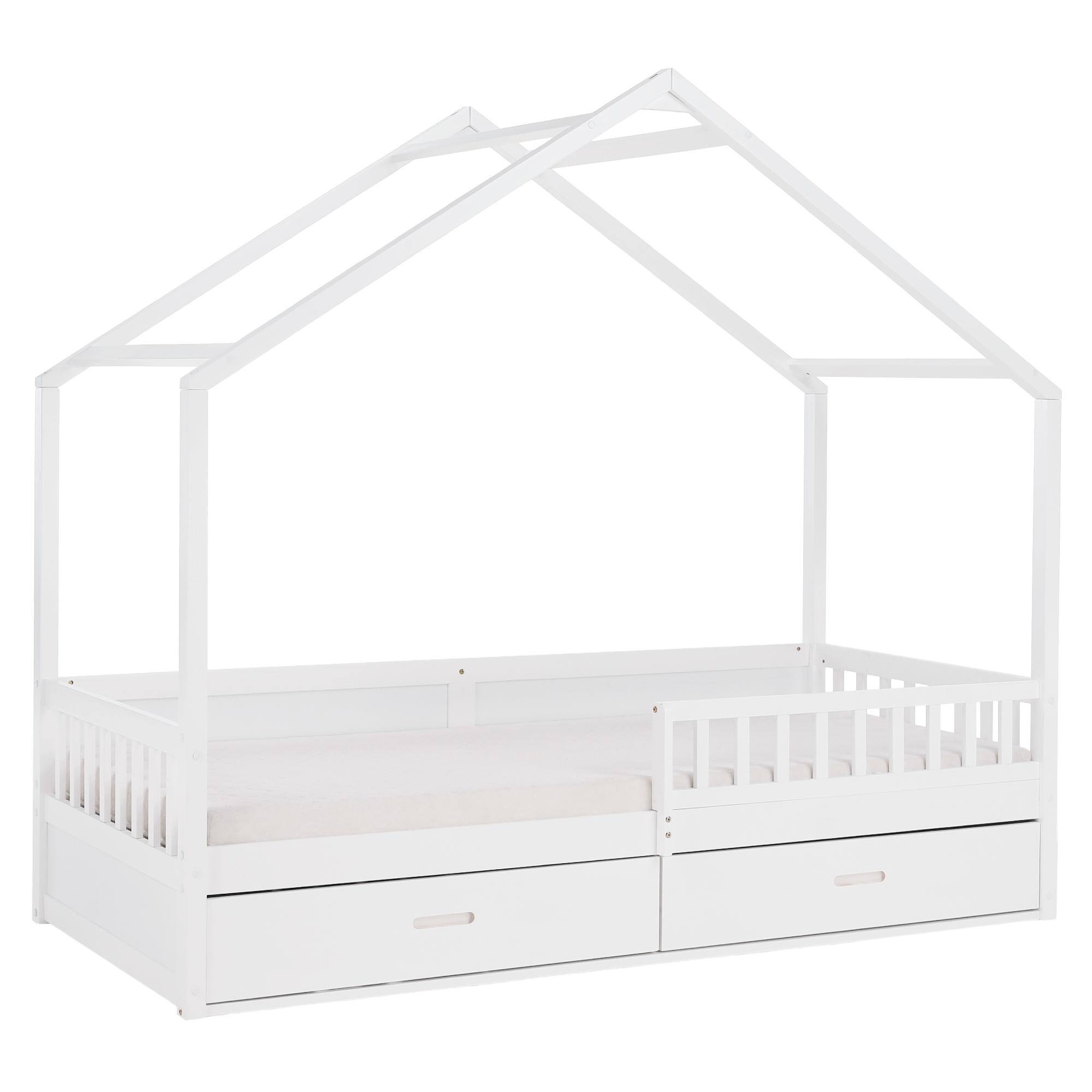 Montessori ágy, 90x200, fehér, tömör, BIANKA