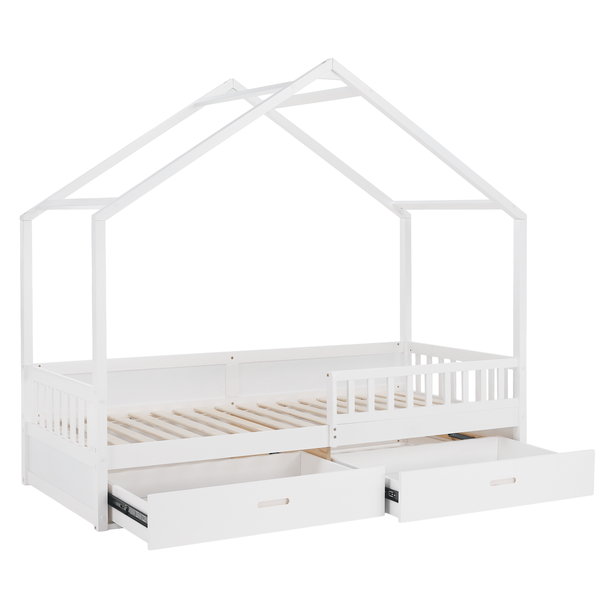 Montessori ágy, 90x200, fehér, tömör, BIANKA