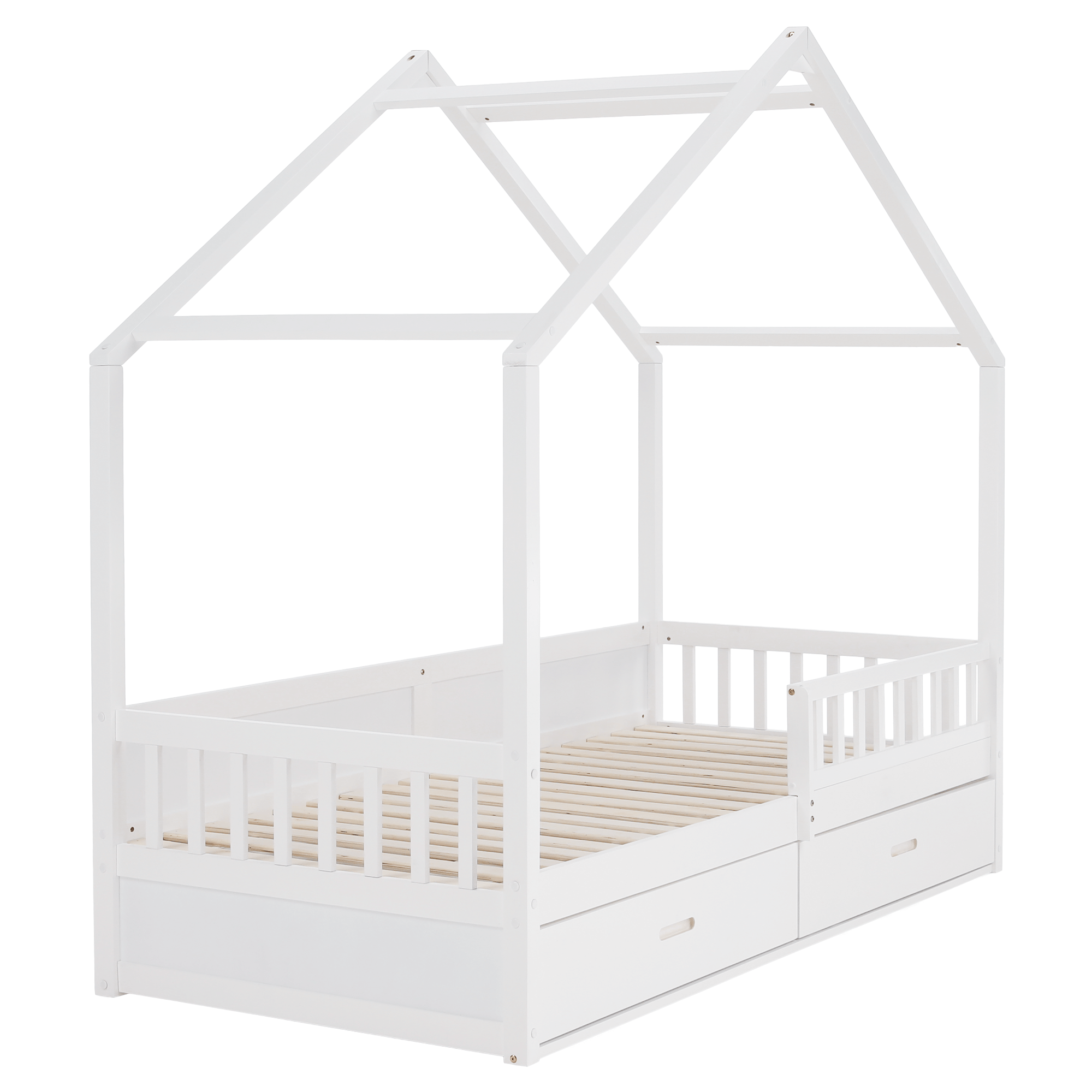 Montessori ágy, 90x200, fehér, tömör, BIANKA