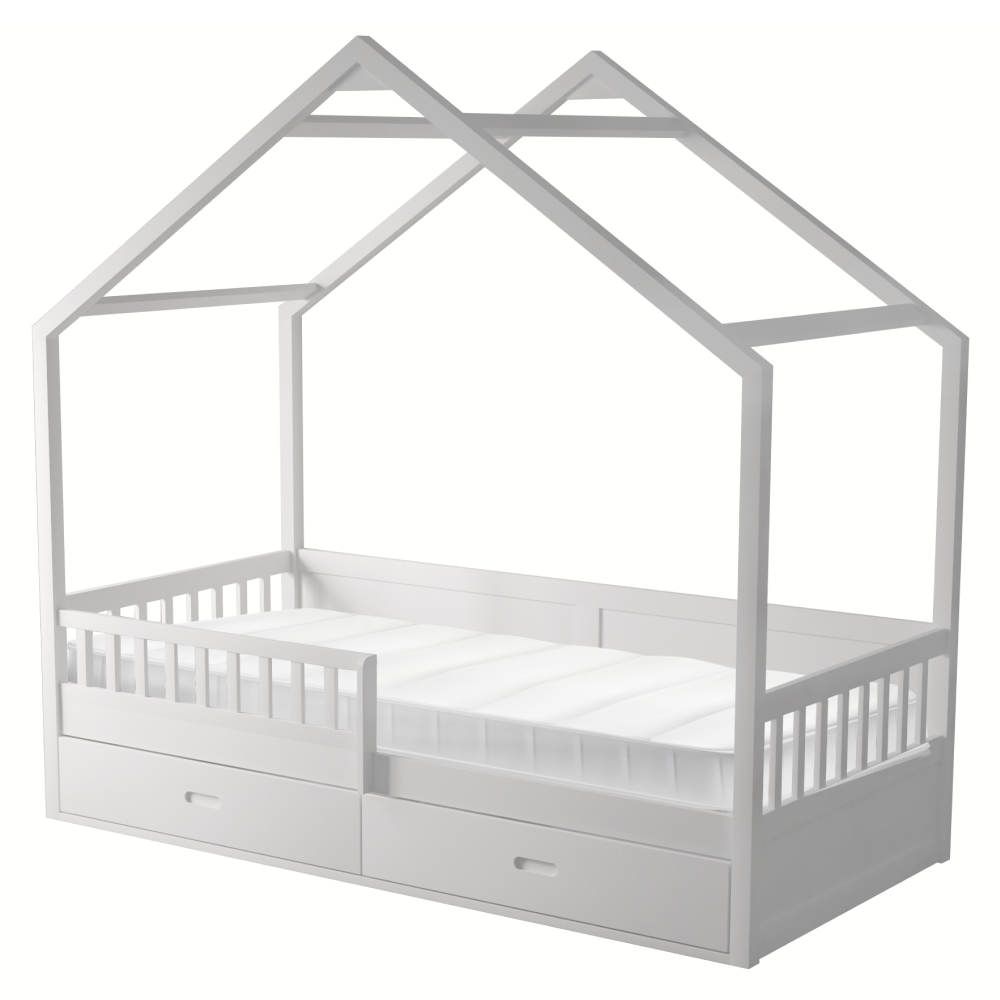 Montessori posteľ, 90x200, biela, masív, BIANKA