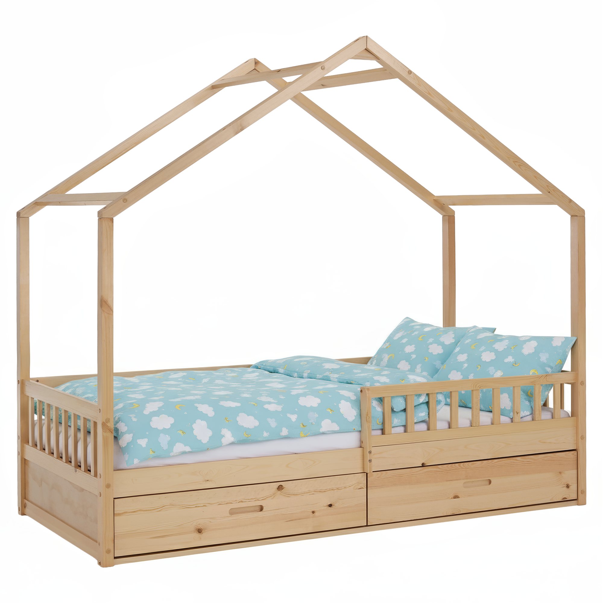 Montessori ágy, 90x200, természetes, tömör, BIANKA