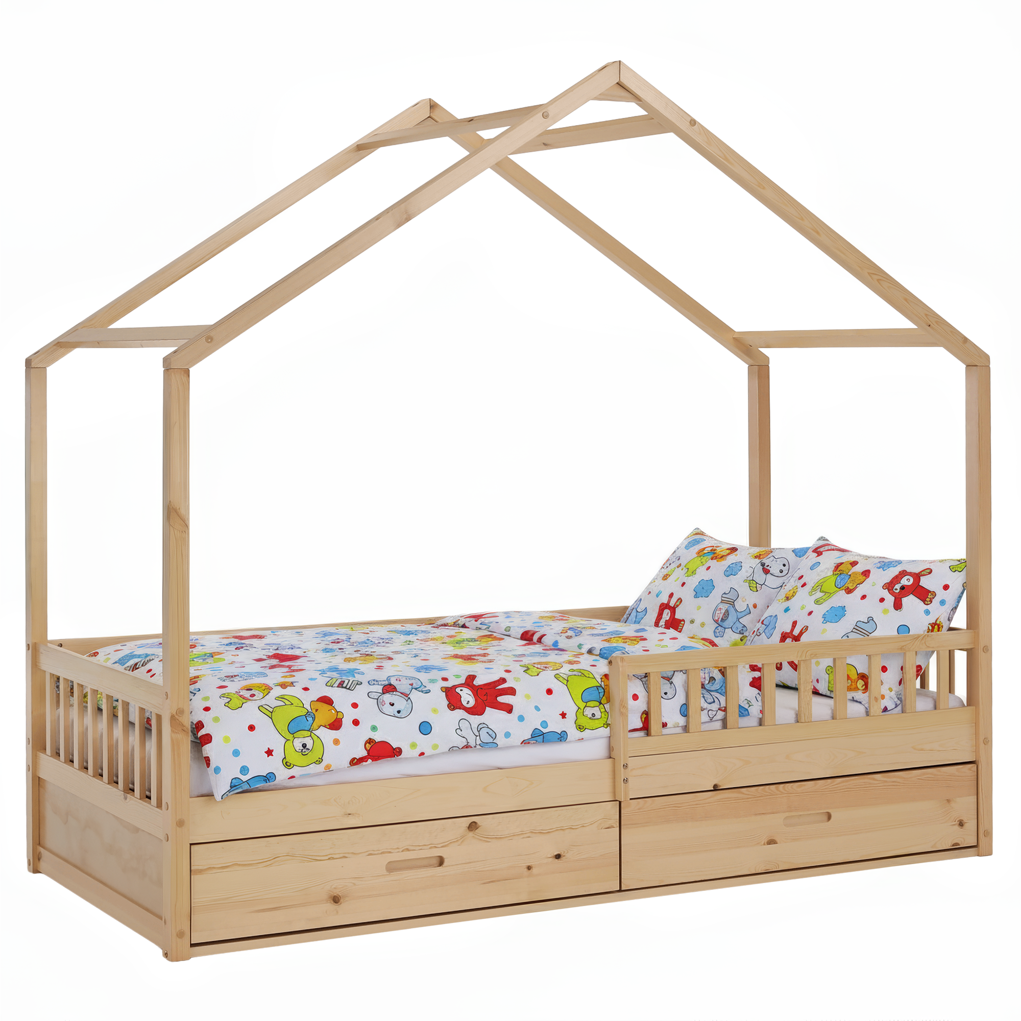 Montessori ágy, 90x200, természetes, tömör, BIANKA