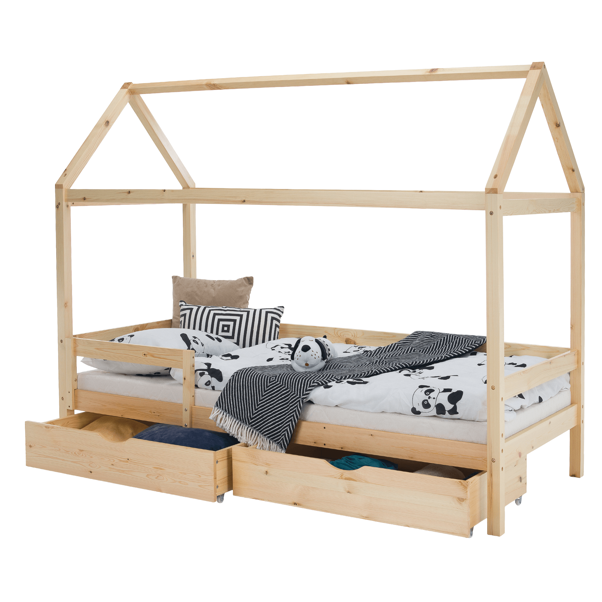 Montessori ágy, 90x200, természetes, tömör, NOEMA
