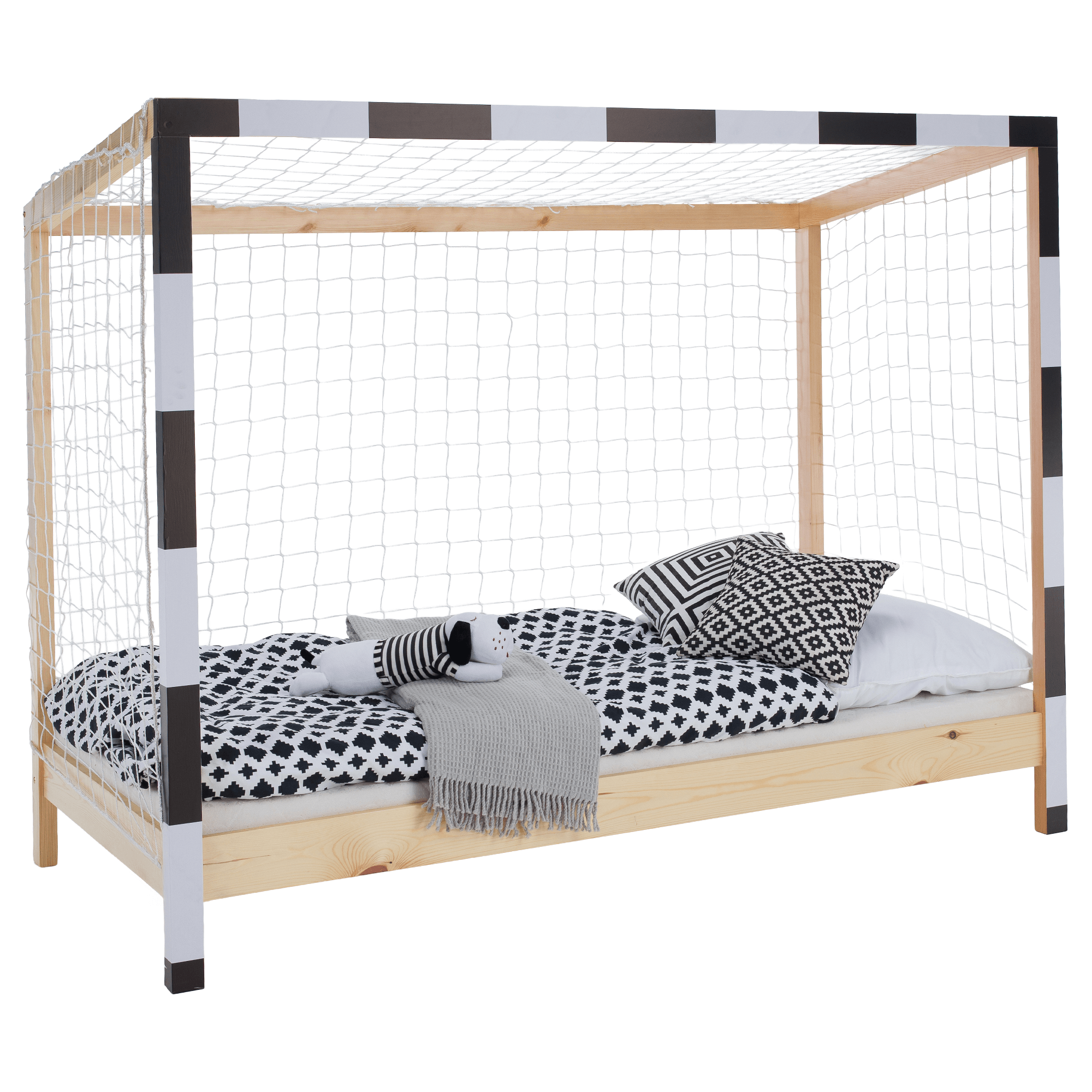 Montessori posteľ, prírodná/biela/čierna, 90x200, FUTAL