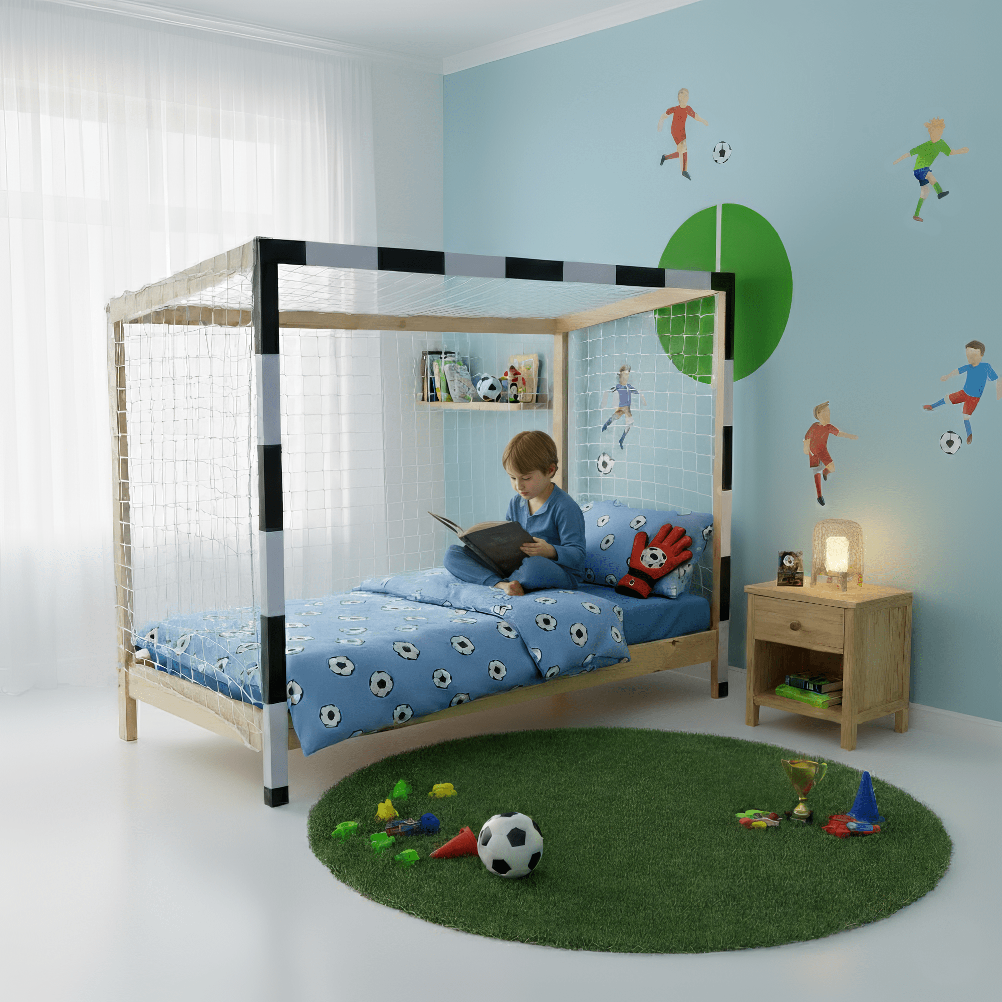 Montessori posteľ, prírodná/biela/čierna, 90x200, FUTAL
