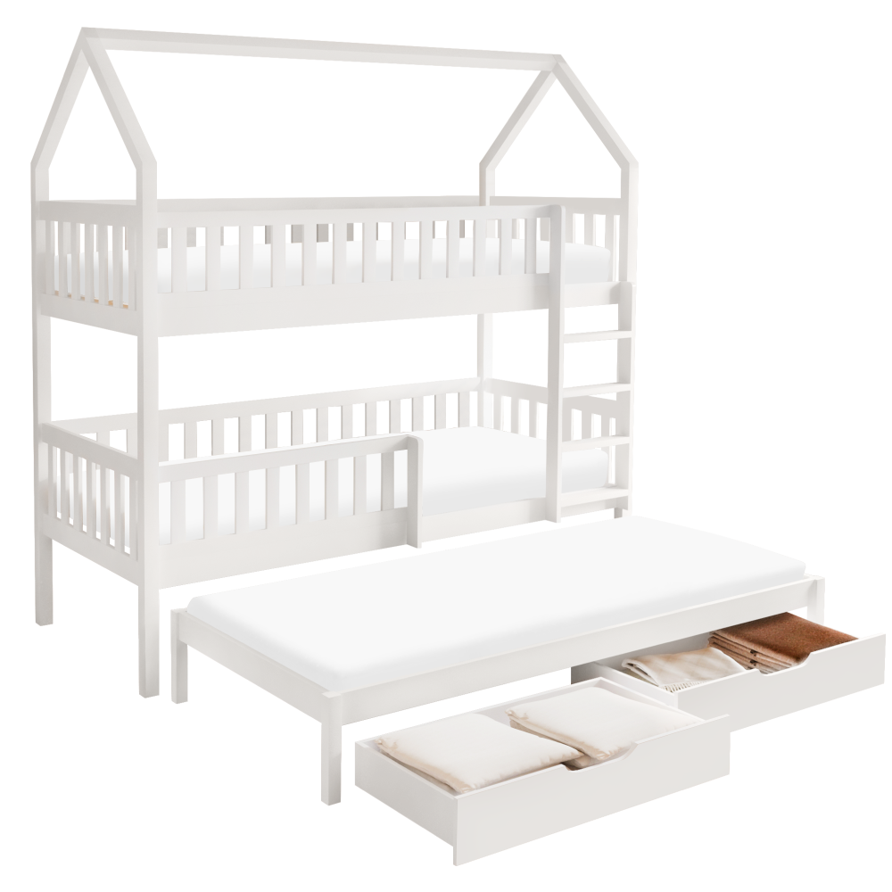 Montessori emeletes ágy pótággyal, fehér, VENITA TYP 1 Montessori emeletes ágy pótággyal, fehér, VENITA TYP 1