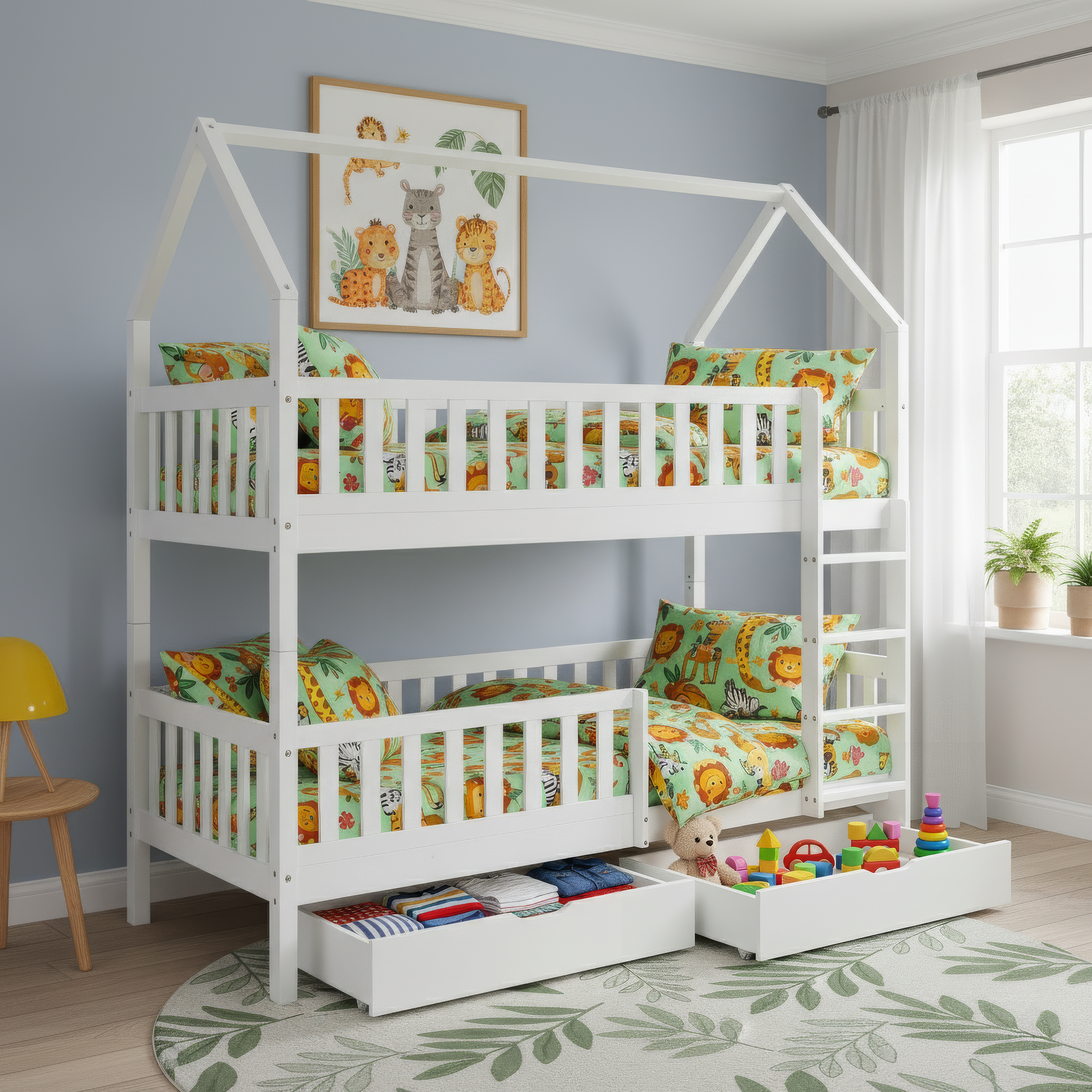 Montessori emeletes ágy, fehér, VENITA TYP 2