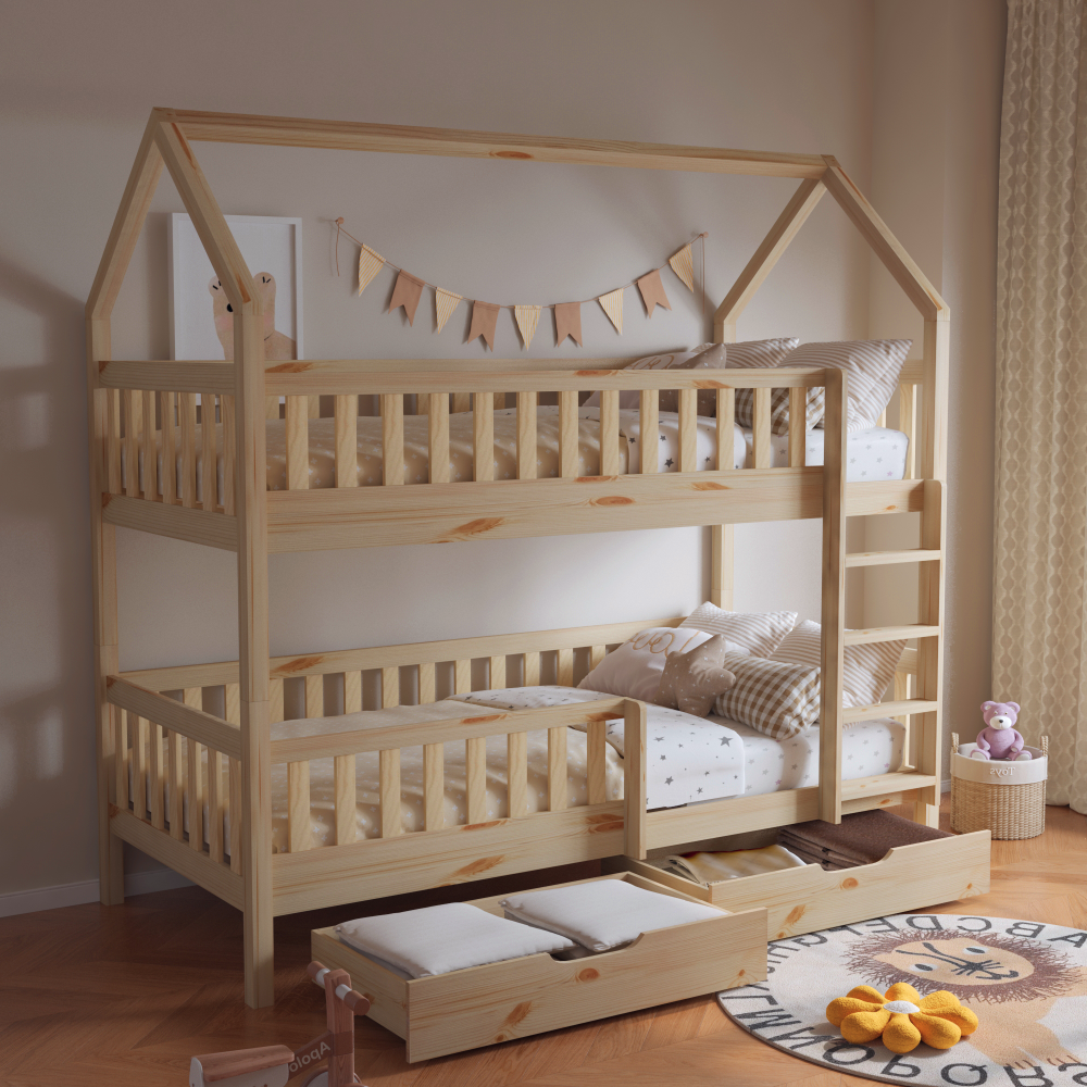 Montessori poschodová posteľ, prírodná, VENITA TYP 2