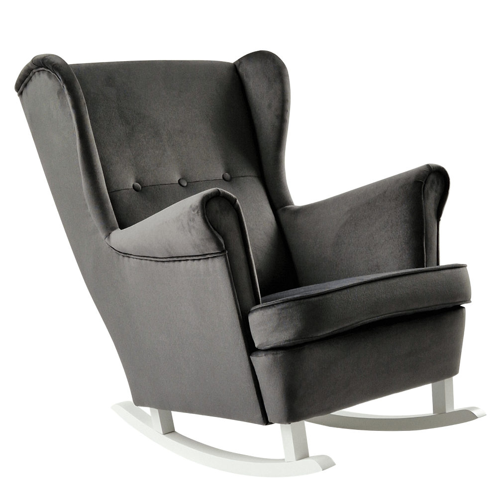 Füles hintafotel, sötétszürke/fehér, TEJA Füles hintafotel, sötétszürke/fehér, TEJA