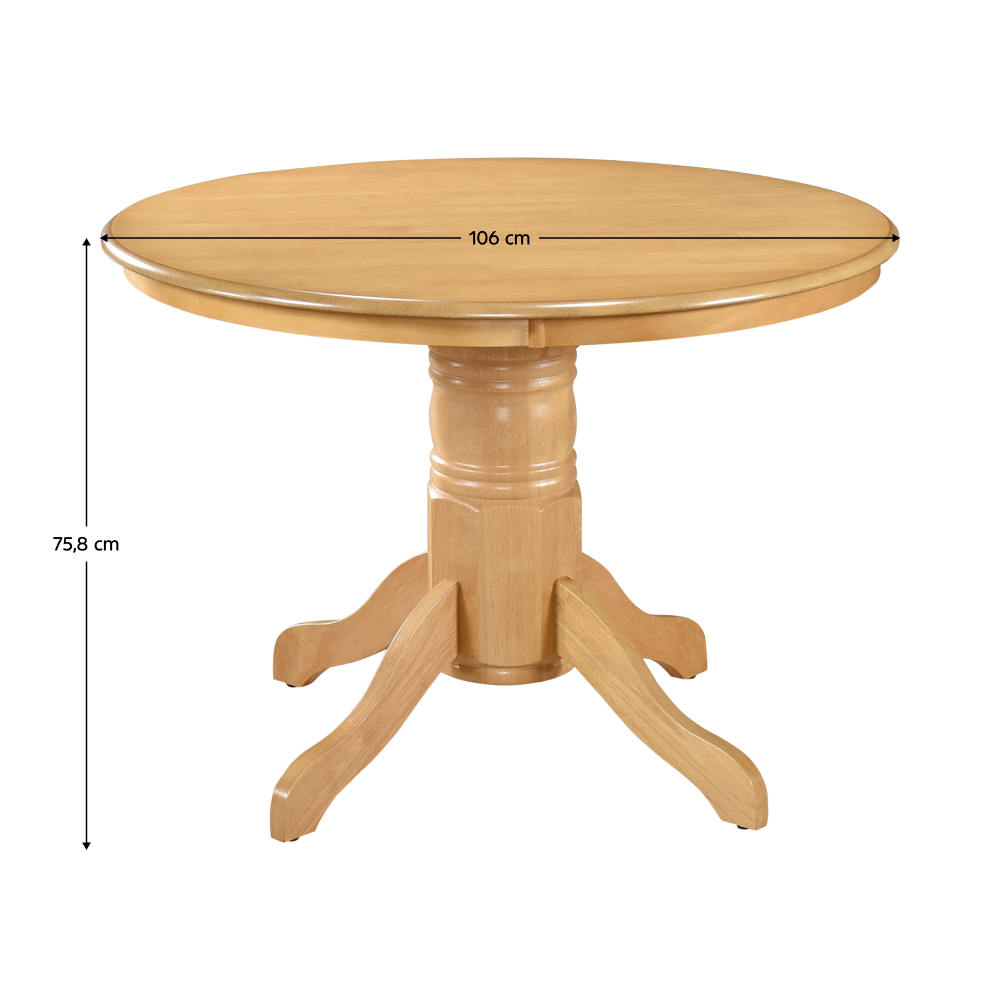Étkezőasztal, kerek, világos tölgy, átmérő 106 cm, TABLOS Étkezőasztal, kerek, világos tölgy, átmérő 106 cm, TABLOS