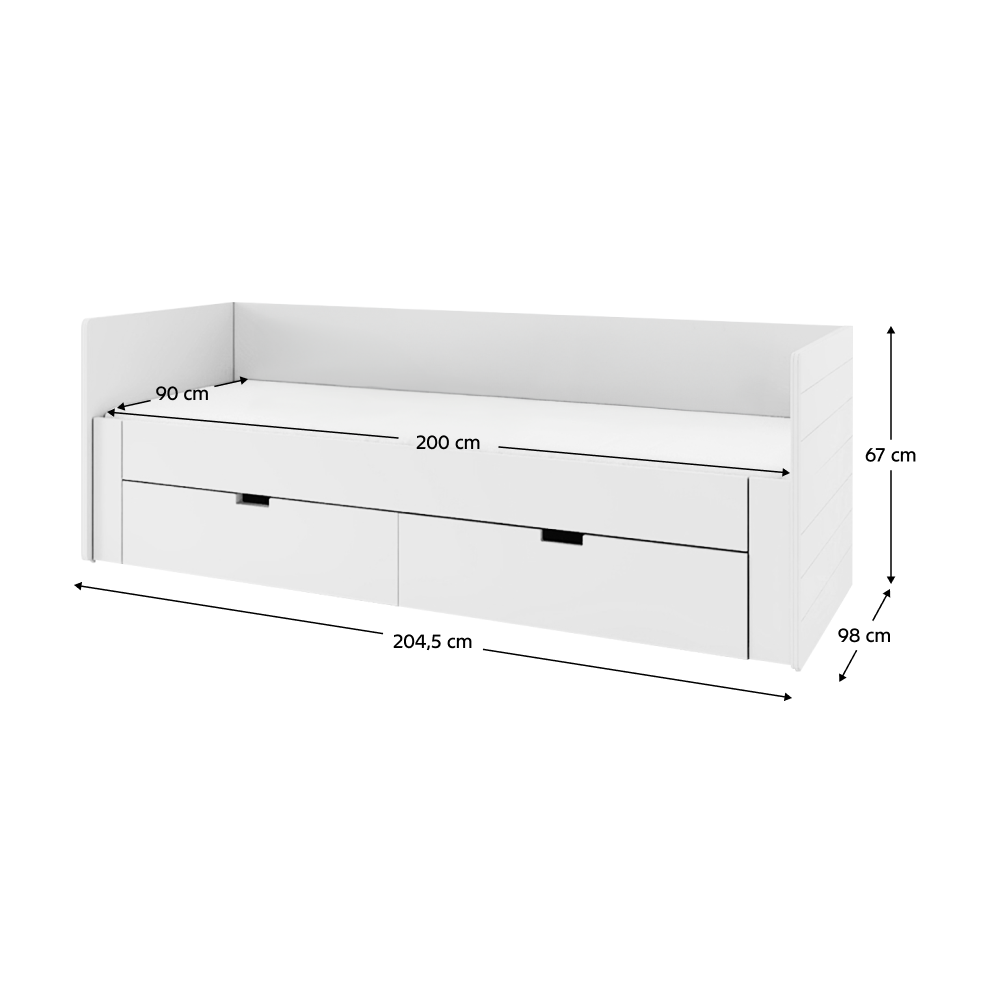 Kihúzható ágy, fehér, 90/180x200, ANTONY Kihúzható ágy, fehér, 90/180x200, ANTONY