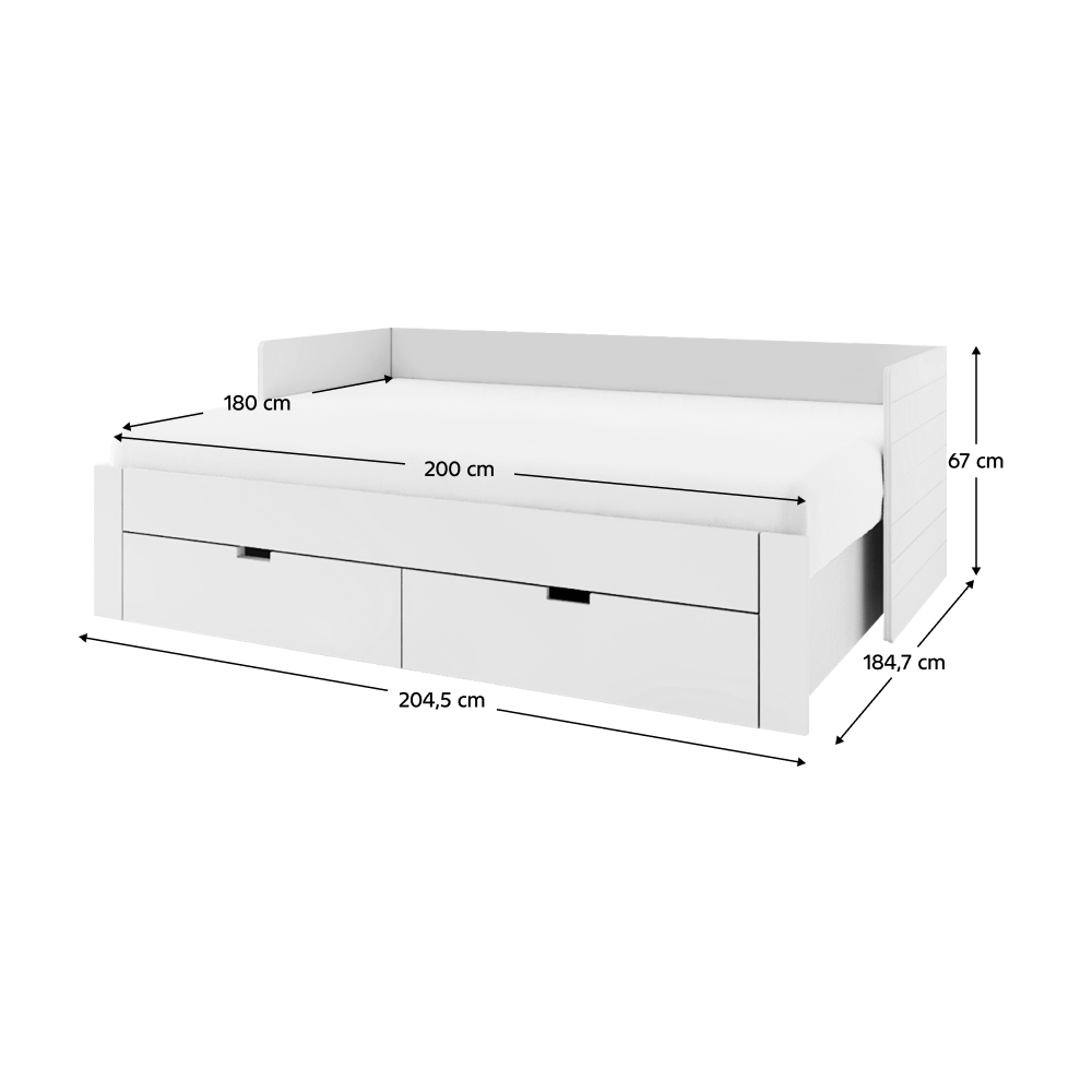 Kihúzható ágy, fehér, 90/180x200, ANTONY Kihúzható ágy, fehér, 90/180x200, ANTONY