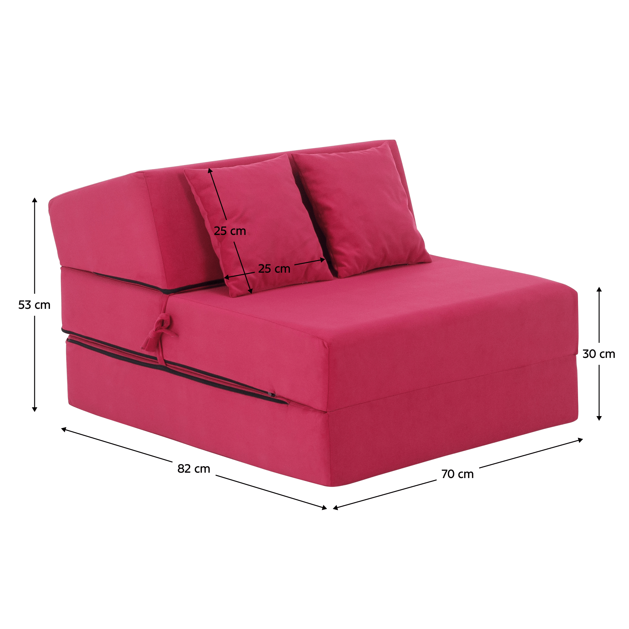 Összecsukható matrac/fotel, 2v1, rózsaszín magenta, PELOS Összecsukható matrac/fotel, 2v1, rózsaszín magenta, PELOS