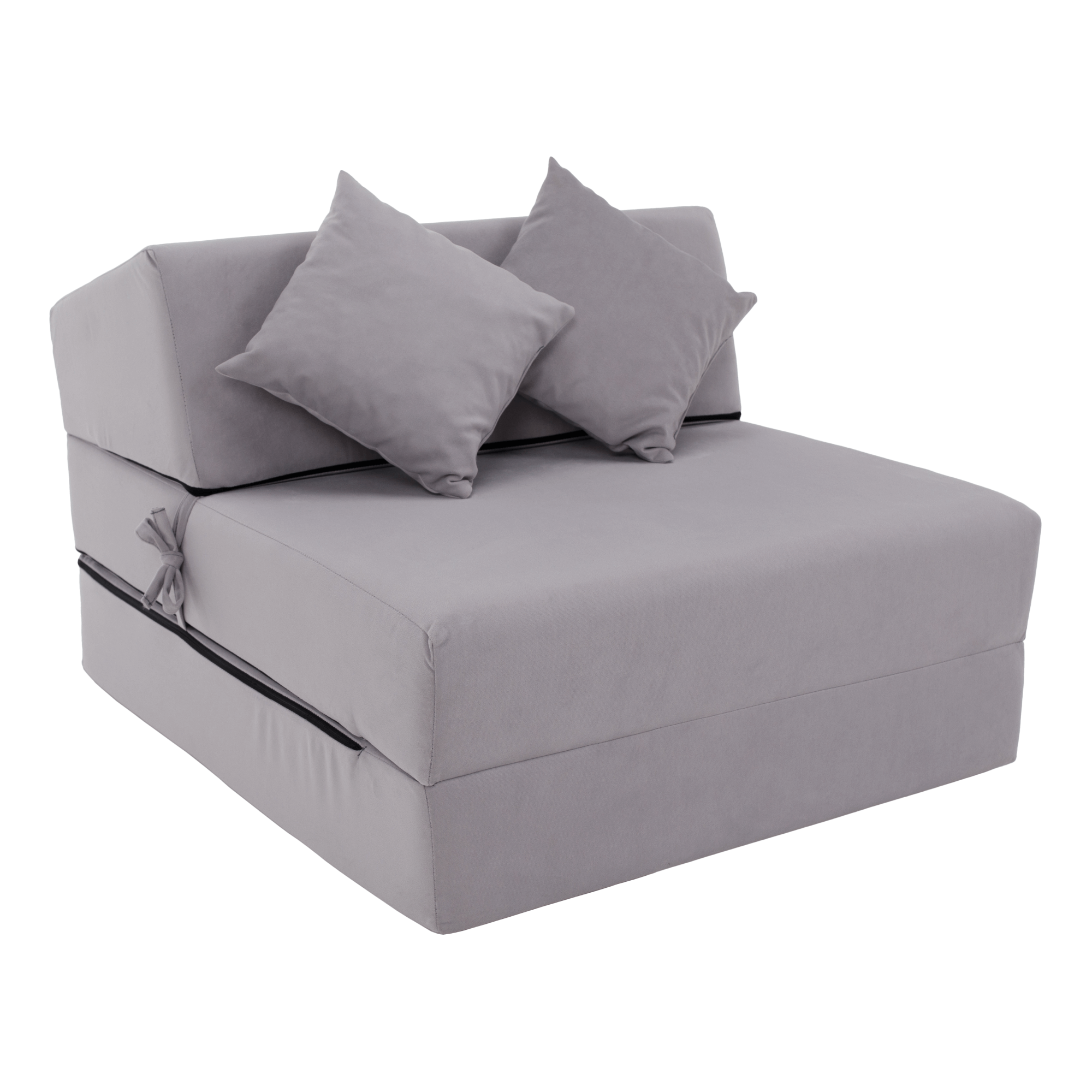 Skladací matrac/kreslo, 2v1, svetlosivá, PELOS