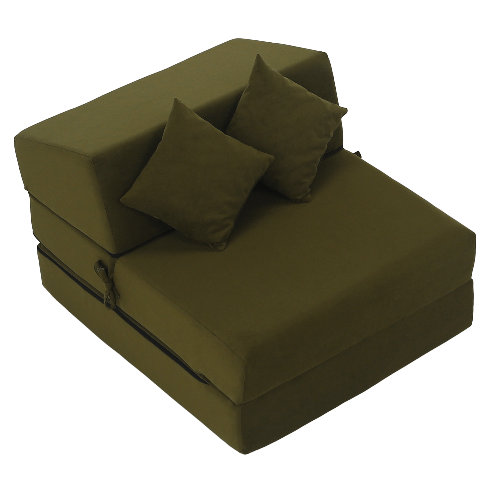 Skladací matrac/kreslo, 2v1, olivová, PELOS