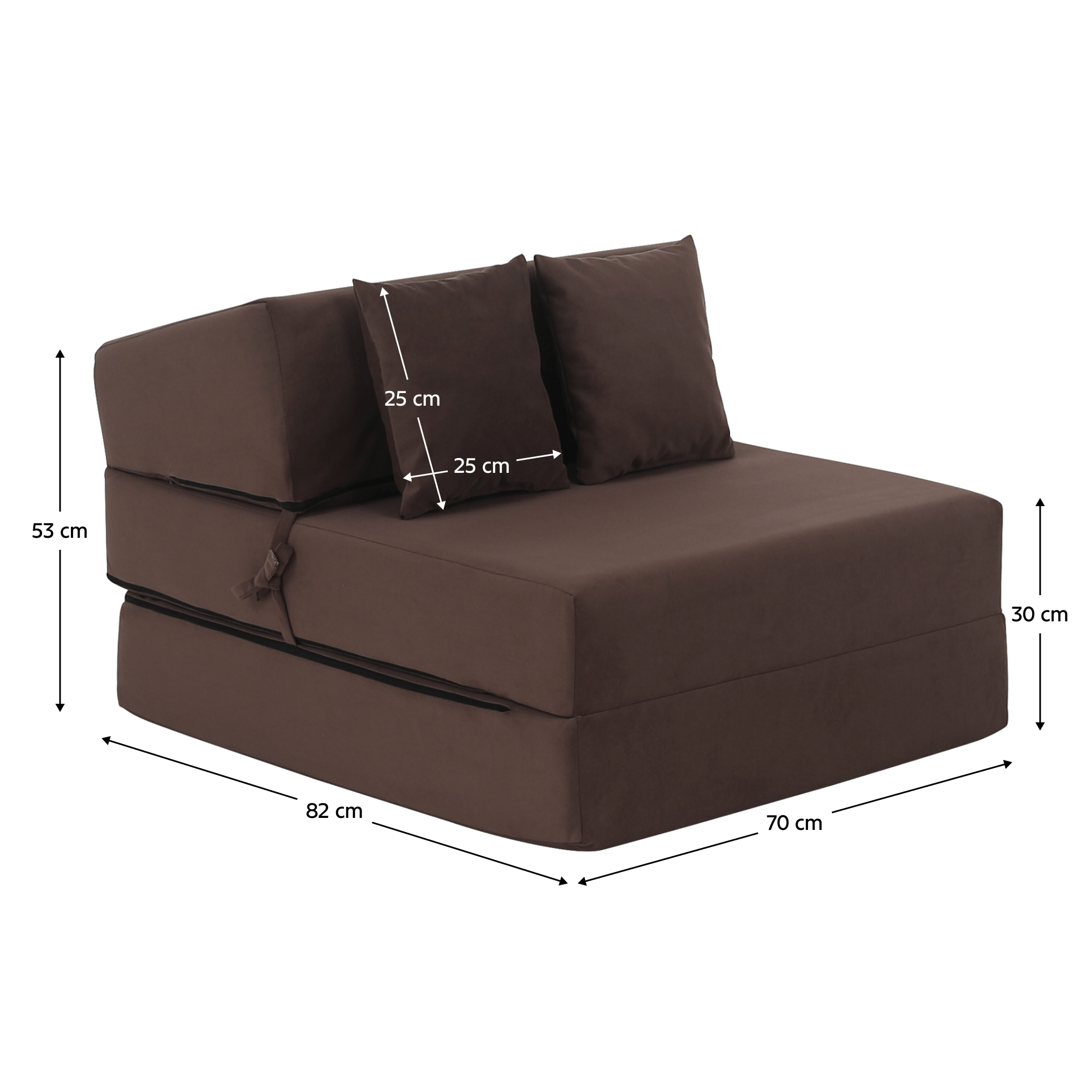 Összecsukható matrac/fotel, 2v1, barna Taupe, PELOS