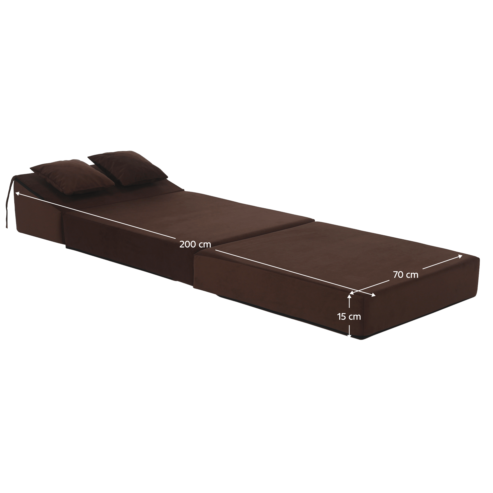 Összecsukható matrac/fotel, 2v1, barna, PELOS Összecsukható matrac/fotel, 2v1, barna, PELOS