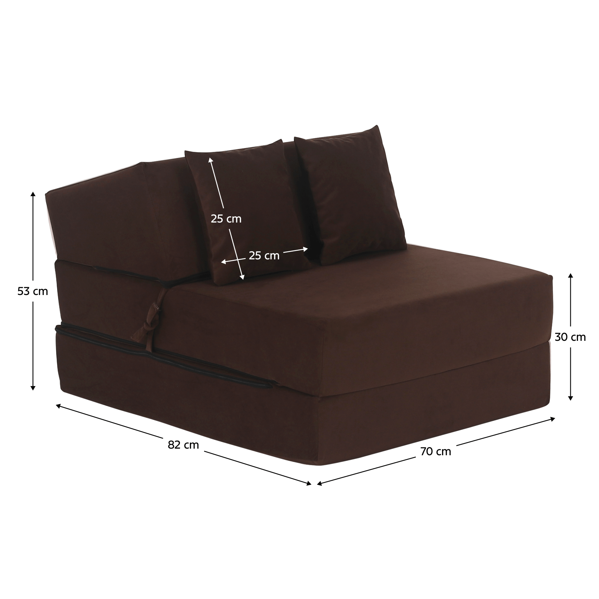 Összecsukható matrac/fotel, 2v1, barna, PELOS Összecsukható matrac/fotel, 2v1, barna, PELOS