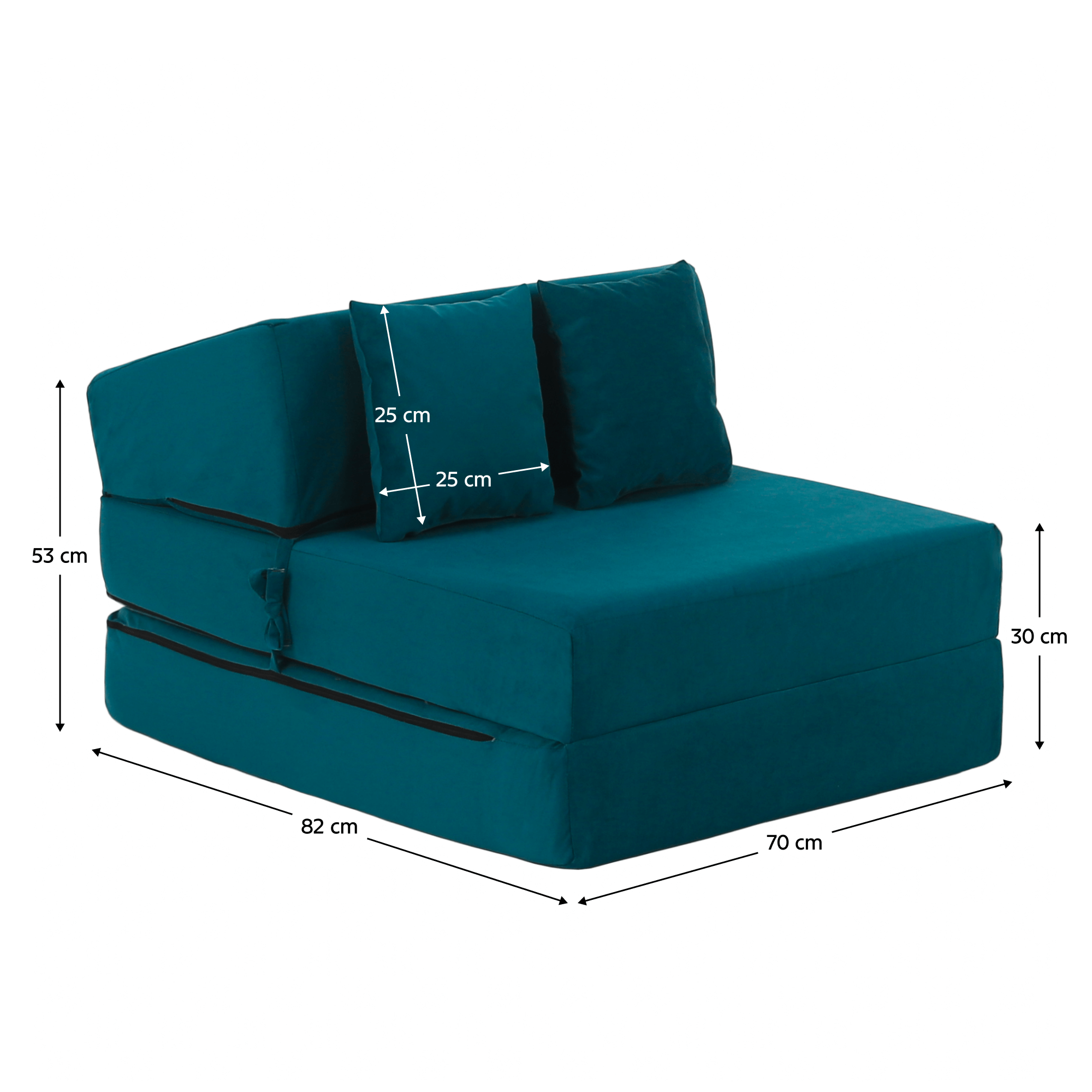 Összecsukható matrac/fotel, 2v1, petróleumzöld, PELOS Összecsukható matrac/fotel, 2v1, petróleumzöld, PELOS