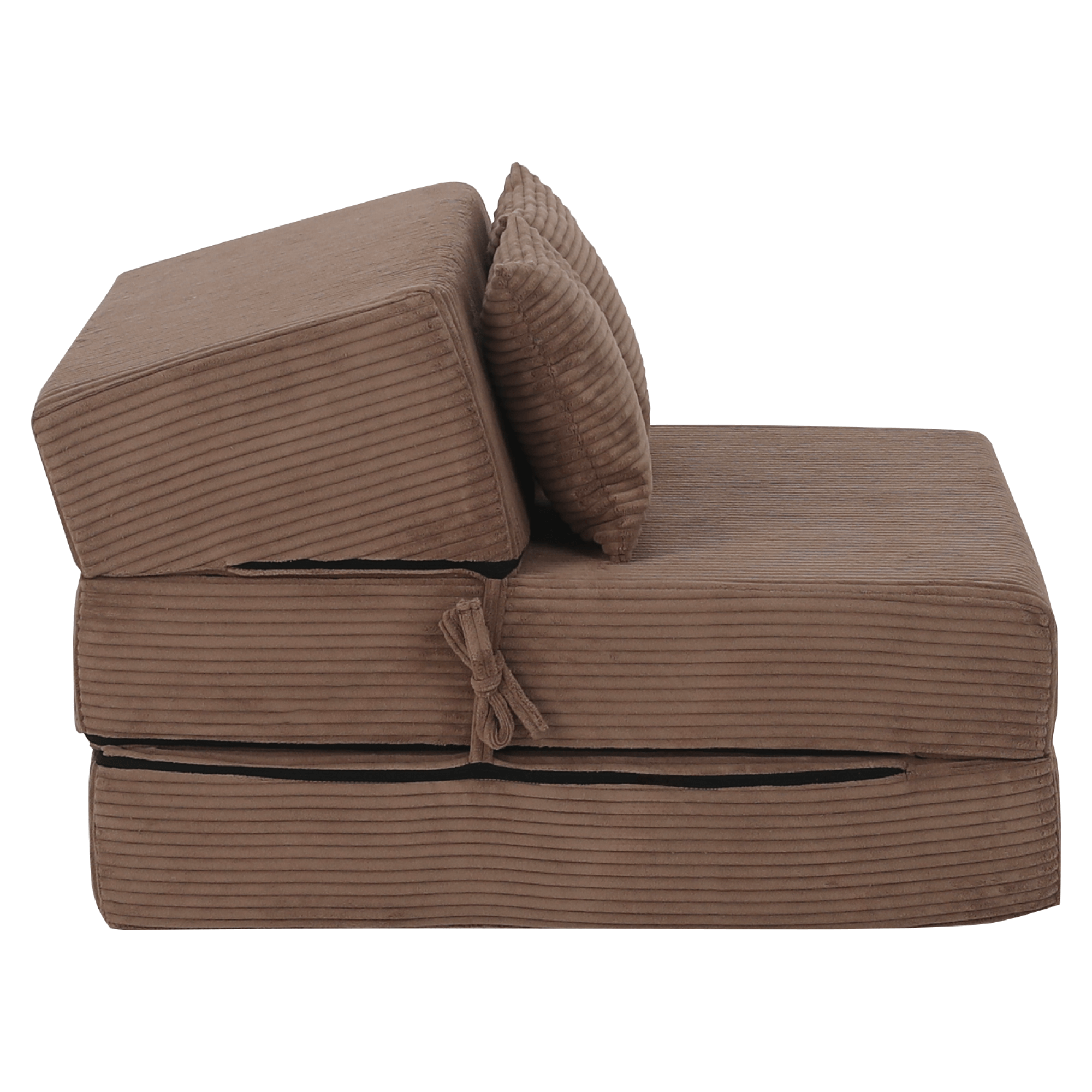 Összecsukható matrac/fotel, 2v1, világosbarna, PELOS