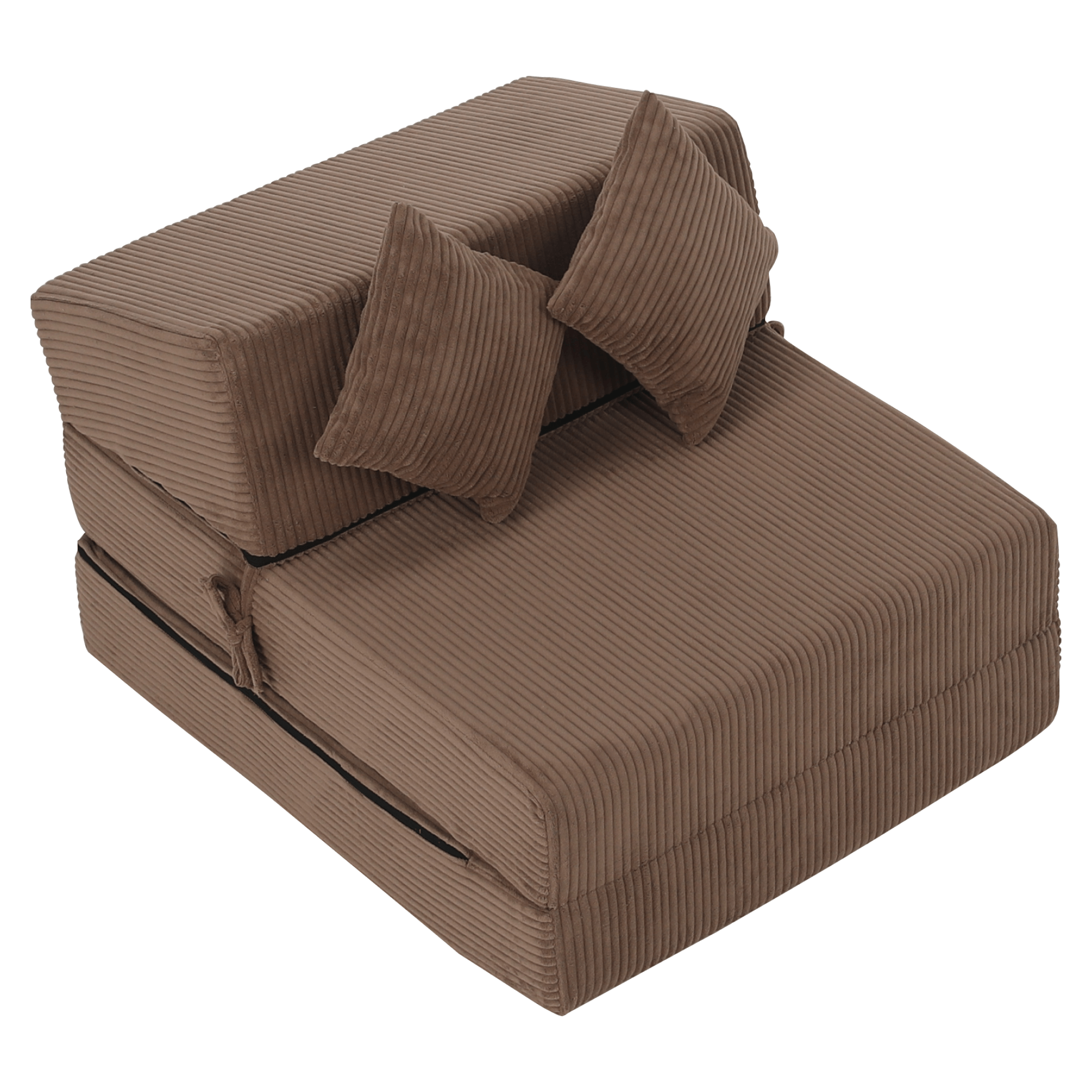 Összecsukható matrac/fotel, 2v1, világosbarna, PELOS