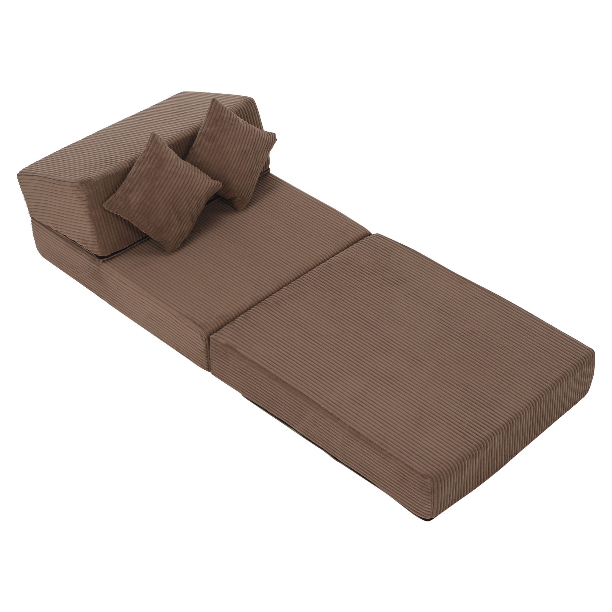 Összecsukható matrac/fotel, 2v1, világosbarna, PELOS