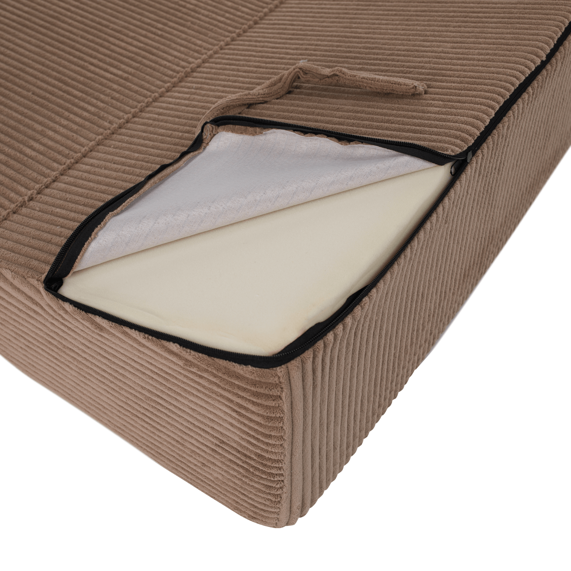 Összecsukható matrac/fotel, 2v1, világosbarna, PELOS