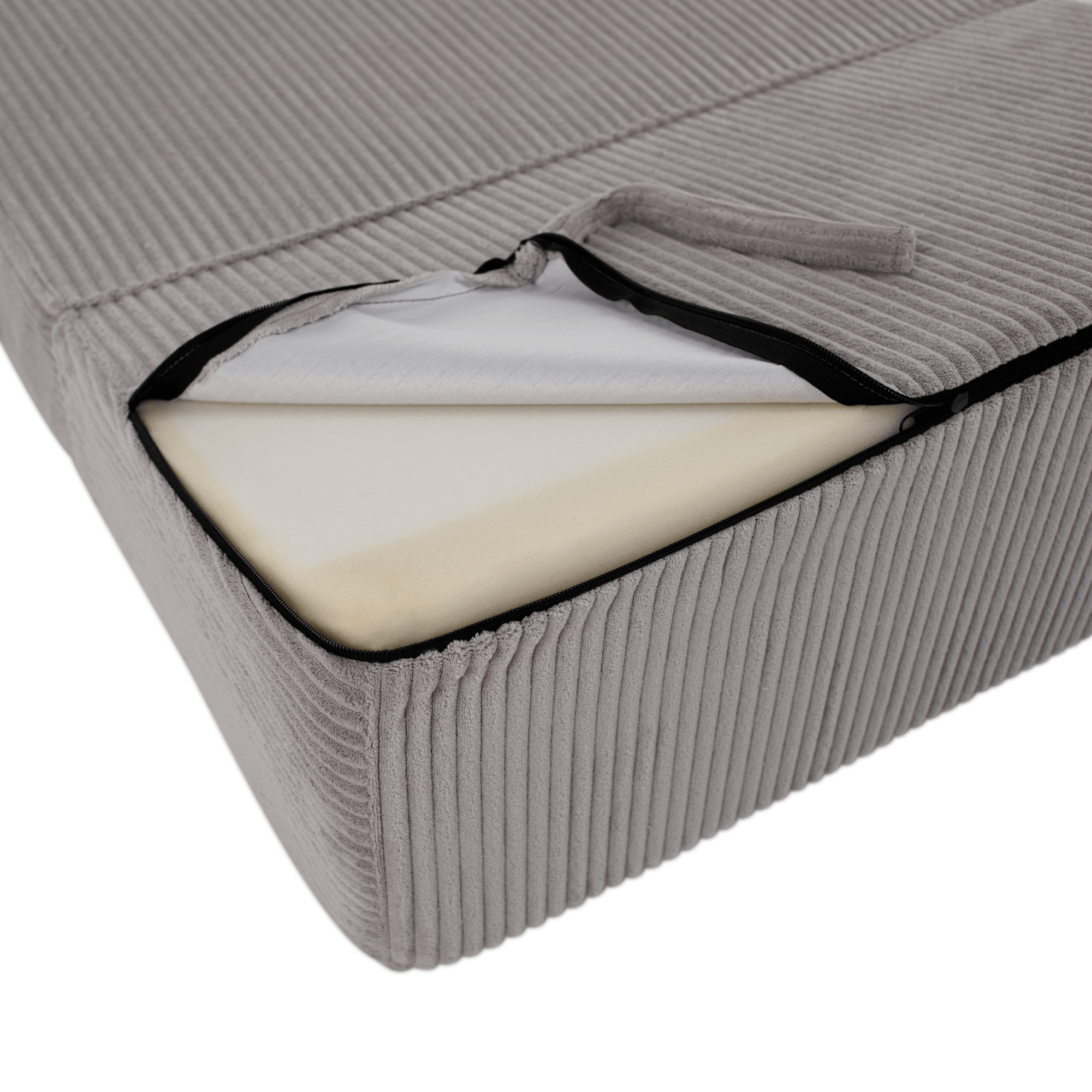 Skladací matrac/kreslo, 2v1, sivá, PELOS