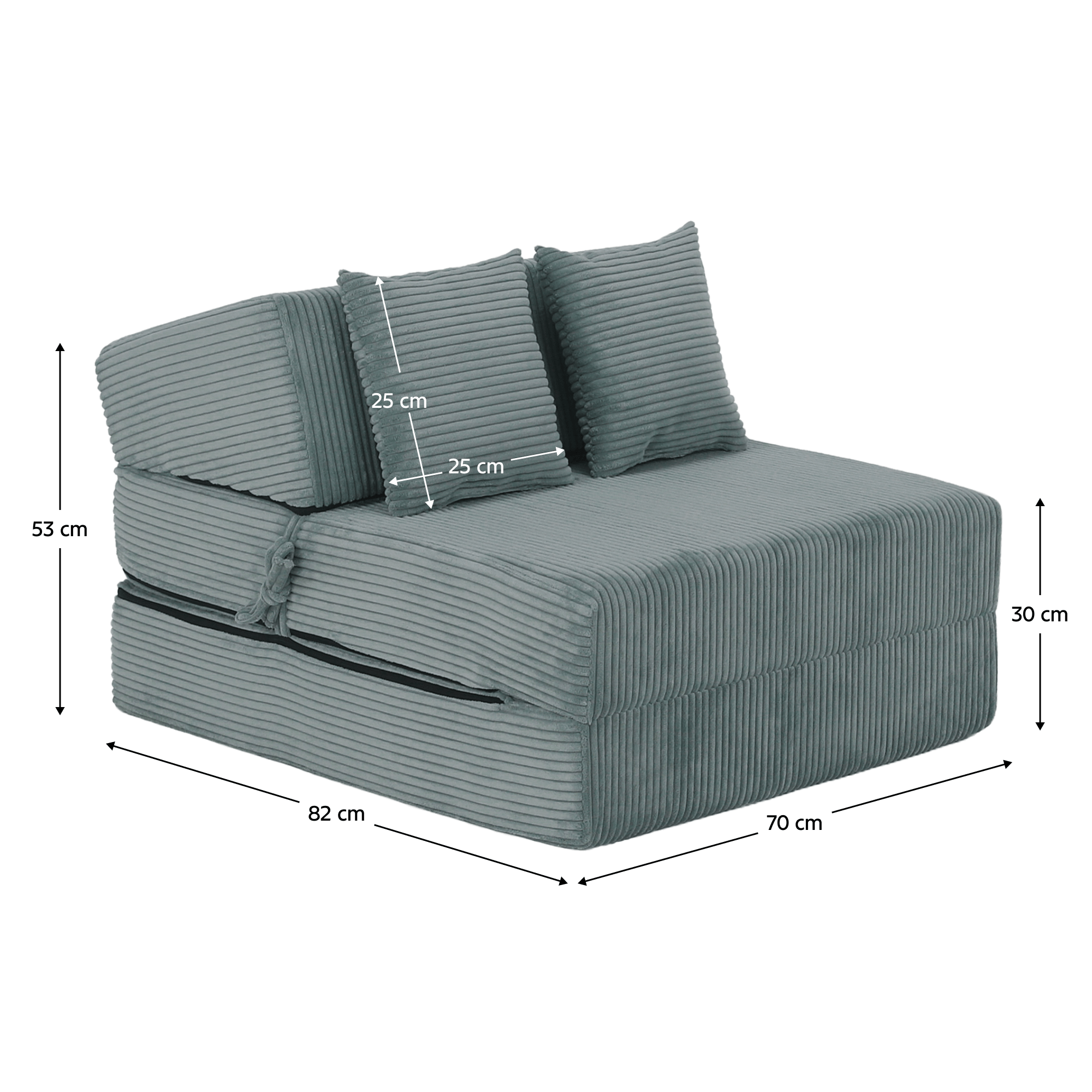 Skladací matrac/kreslo, 2v1, mentolová, PELOS