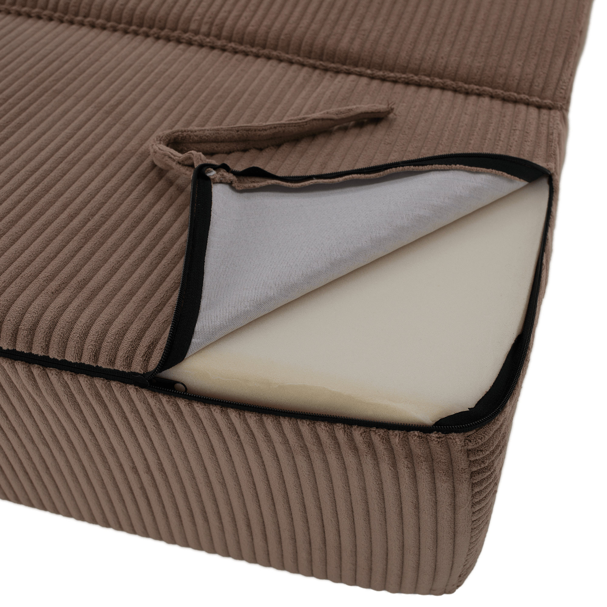 Összecsukható matrac/fotel, 2v1, világosbarna, VEDIS Összecsukható matrac/fotel, 2v1, világosbarna, VEDIS